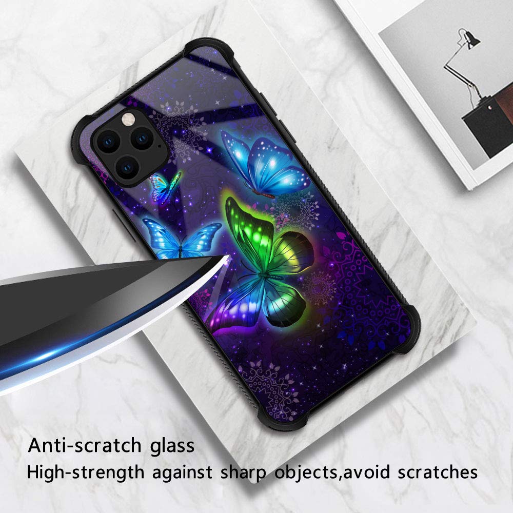 ZHEGAILIAN iPhone 13 Mini Case Starry Butterfly Organic Glass TPU Blue 5.4 inch