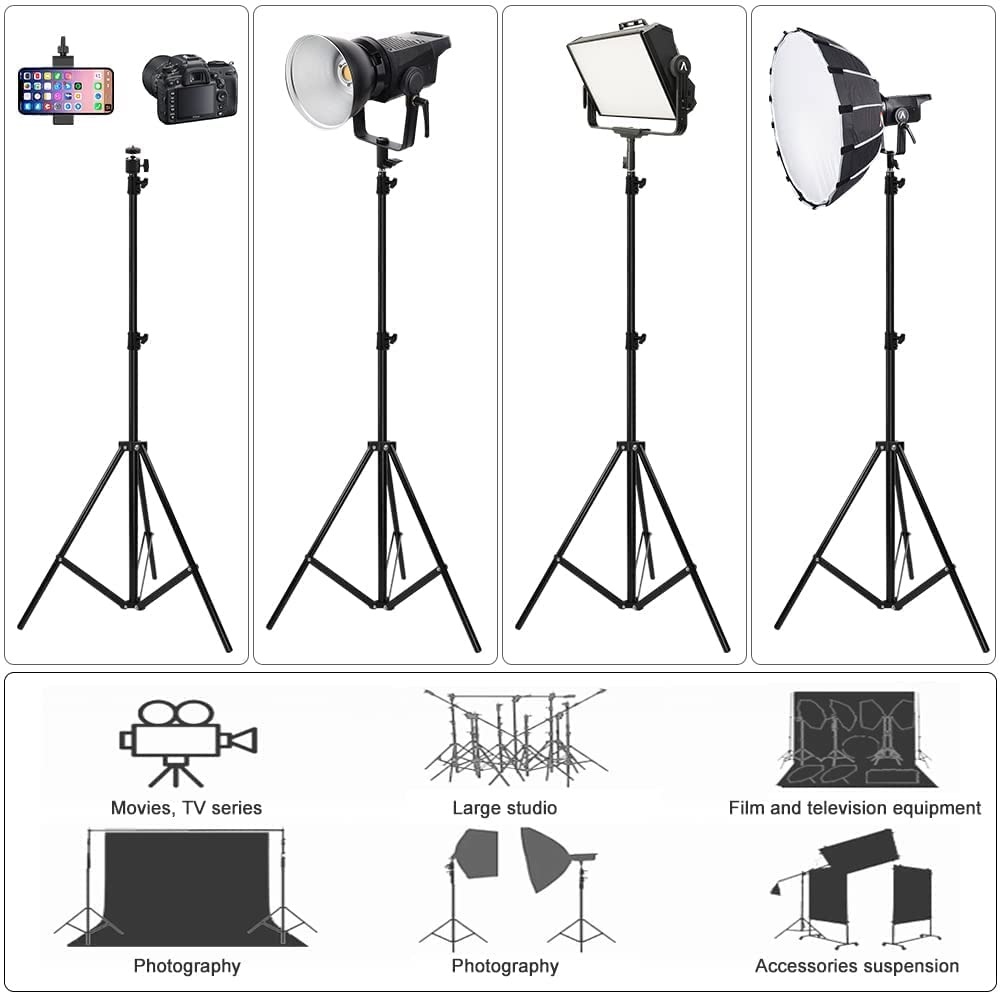 Heavy Duty Light Stand 9.5Ft, Aluminum Alloy Lights Stand Spring Cushioned Adjustable Photo Video Lighting Stand, Photography St