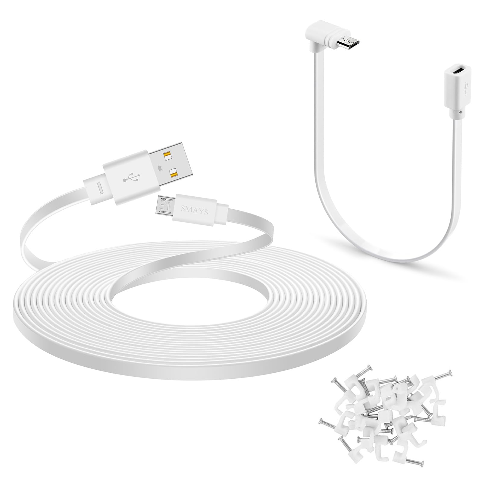 Smays 25 Ft Long Extension Cable For Wyze Cam V4, Wyze Cam Pan V3 Camera, Micro Usb Power Cord