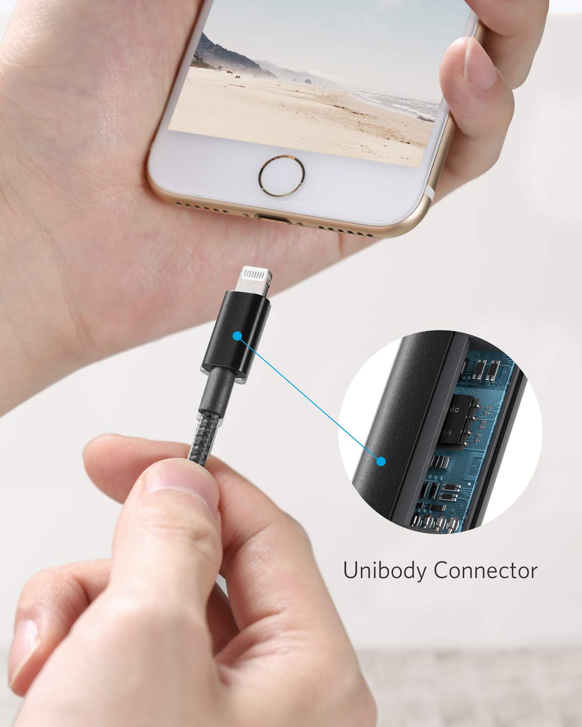 Anker 6Ft Premium Double Braided Nylon Lightning Cable, Apple Mfi Certified For Iphone Chargers, Iphone X/8/8 Plus/7/7 Plus/6/6