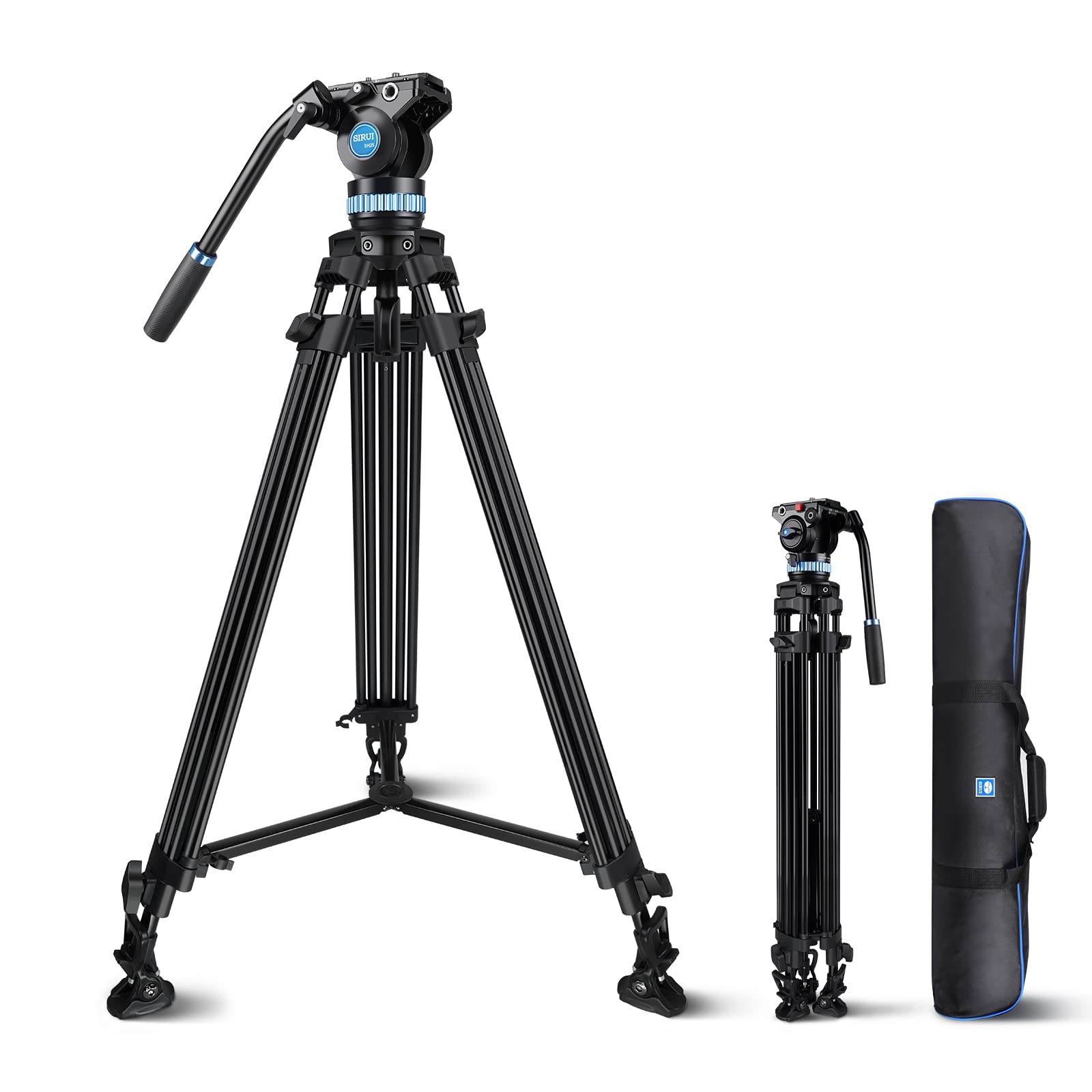 Sirui Video Tripod Sh 25, Professional Broadcast Tripod With Fluid Head For Cameras, Universal Platform And Handle For Tilting And Panning, 22.0Lb Load Capacity