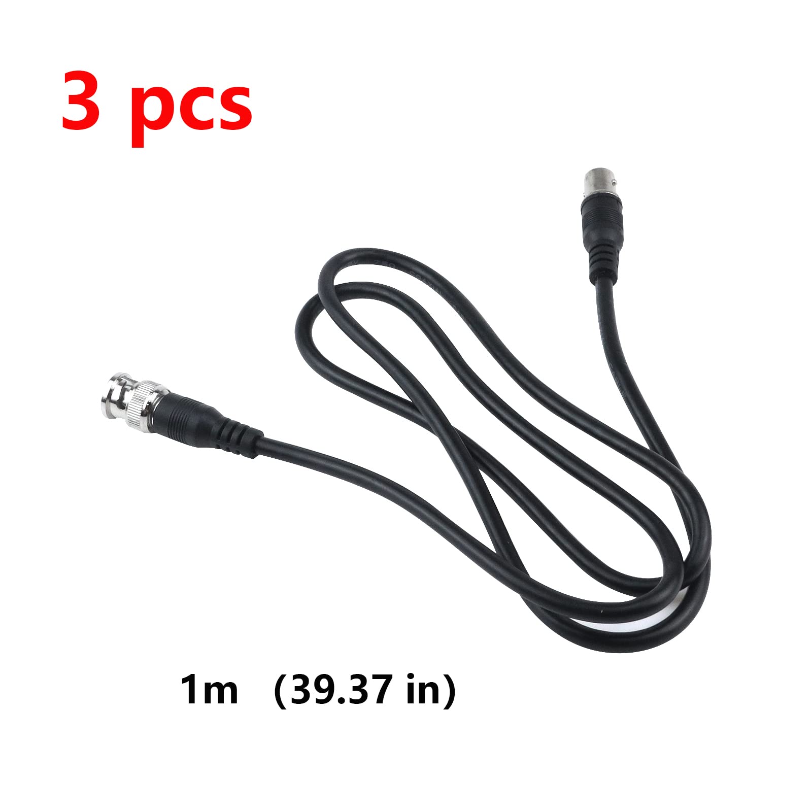 Antrader 3 Packs 3Ft Long Bnc Male To Bnc Female Plug Adapter Cctv Extension Coaxial Line Cable