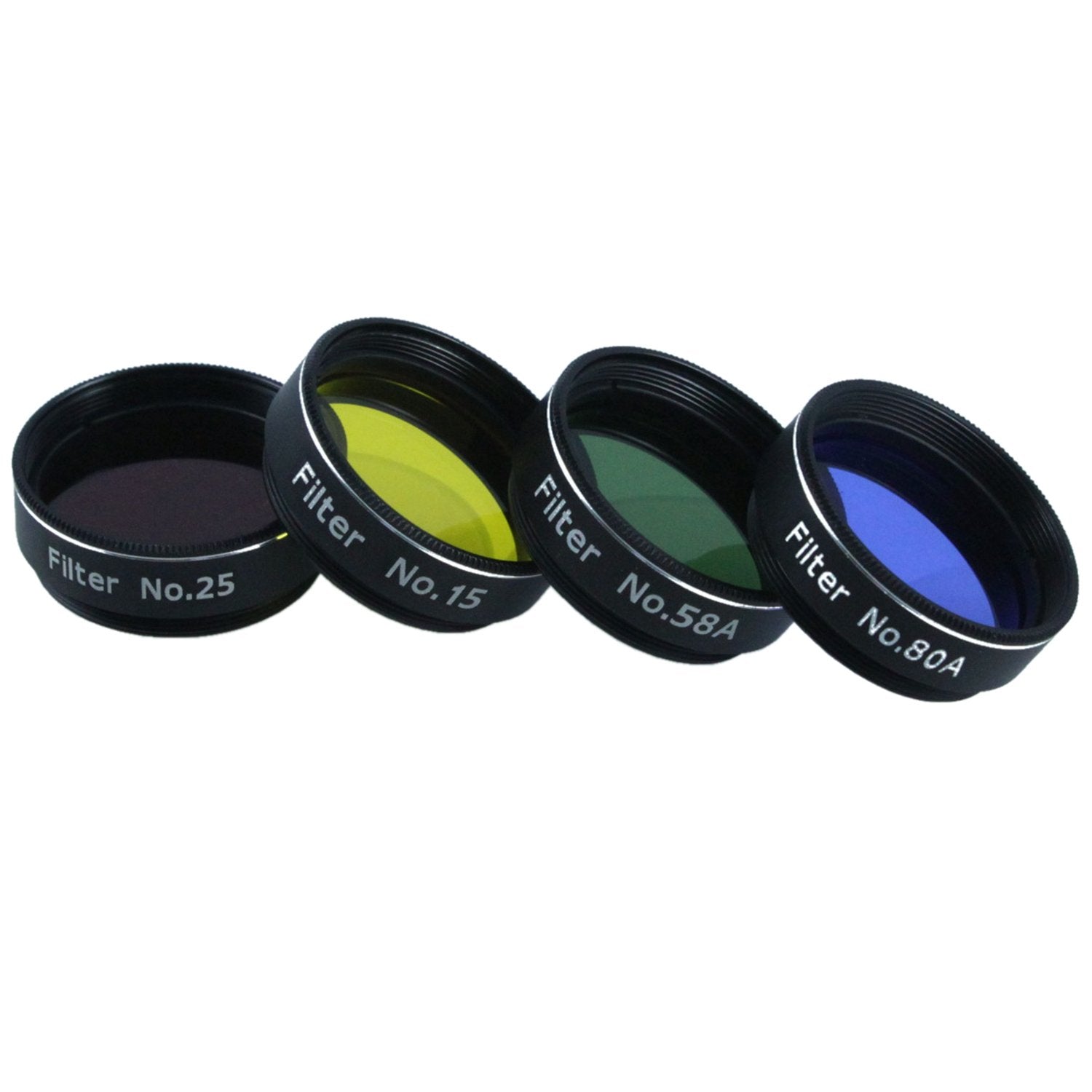 Astromania Filter Set Of 1.25 Inch Four Color Filters (#15 Deep Yellow, #25 Red, #58A Green And #80A Medium Blue)