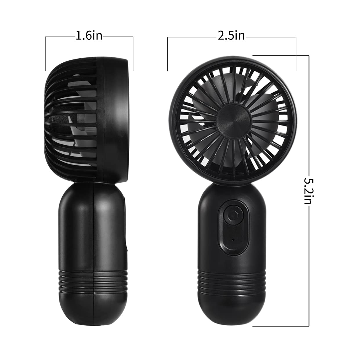 Mini Portable Fan 2 Pack, Cute Handheld Fan Battery Operated Lightweight Small Personal Fan With 3 Speeds And Usb Rechargeable E