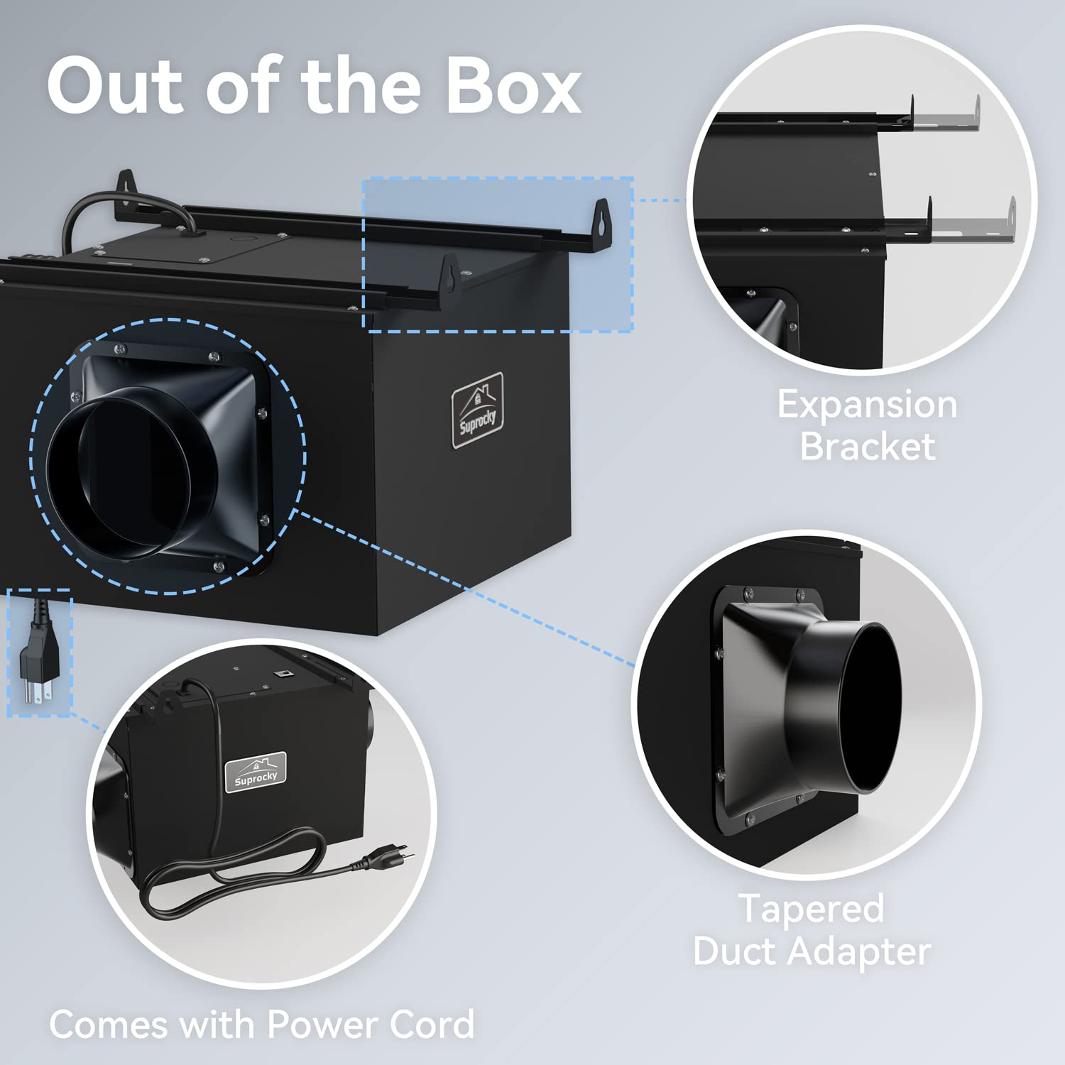 Suprocky 300Cfm Ultra Quiet Bathroom Exhaust Fan, Remote Mount In Line Fan Vf240, Kitchen, Garage And Residential Ventilation Ap