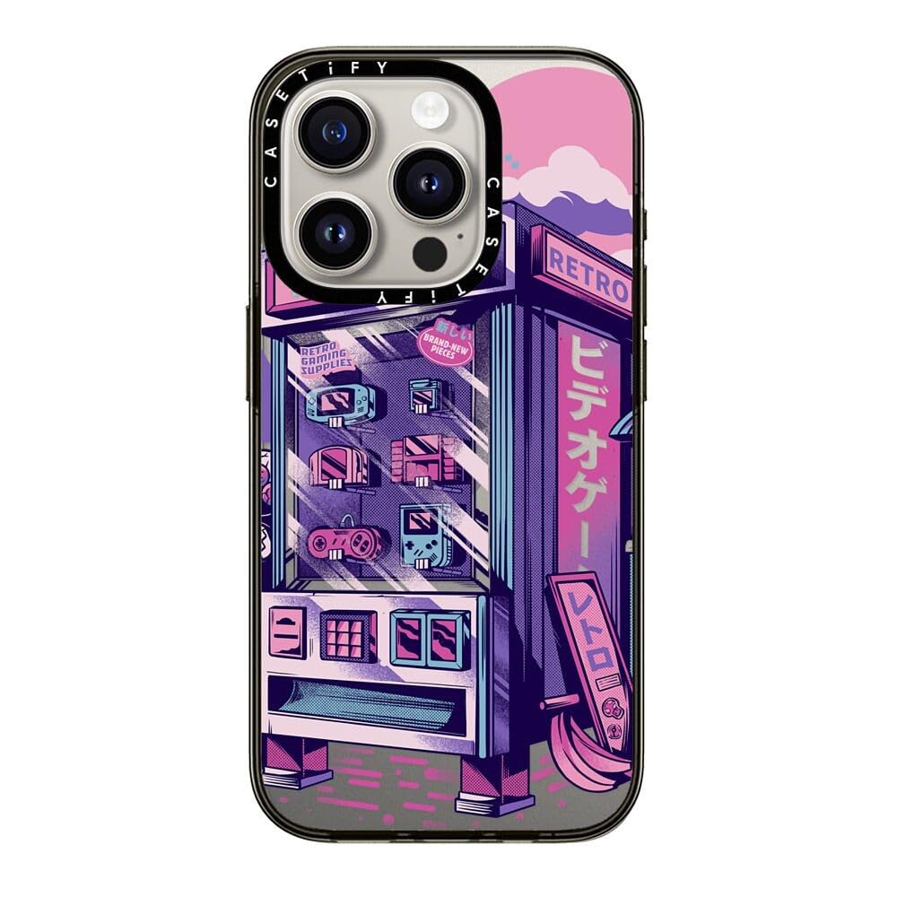 Casetify Compact Iphone 15 Pro Case [2X Military Grade Drop Tested / 4Ft Drop Protection]   Retro Vending Machine   Clear Black