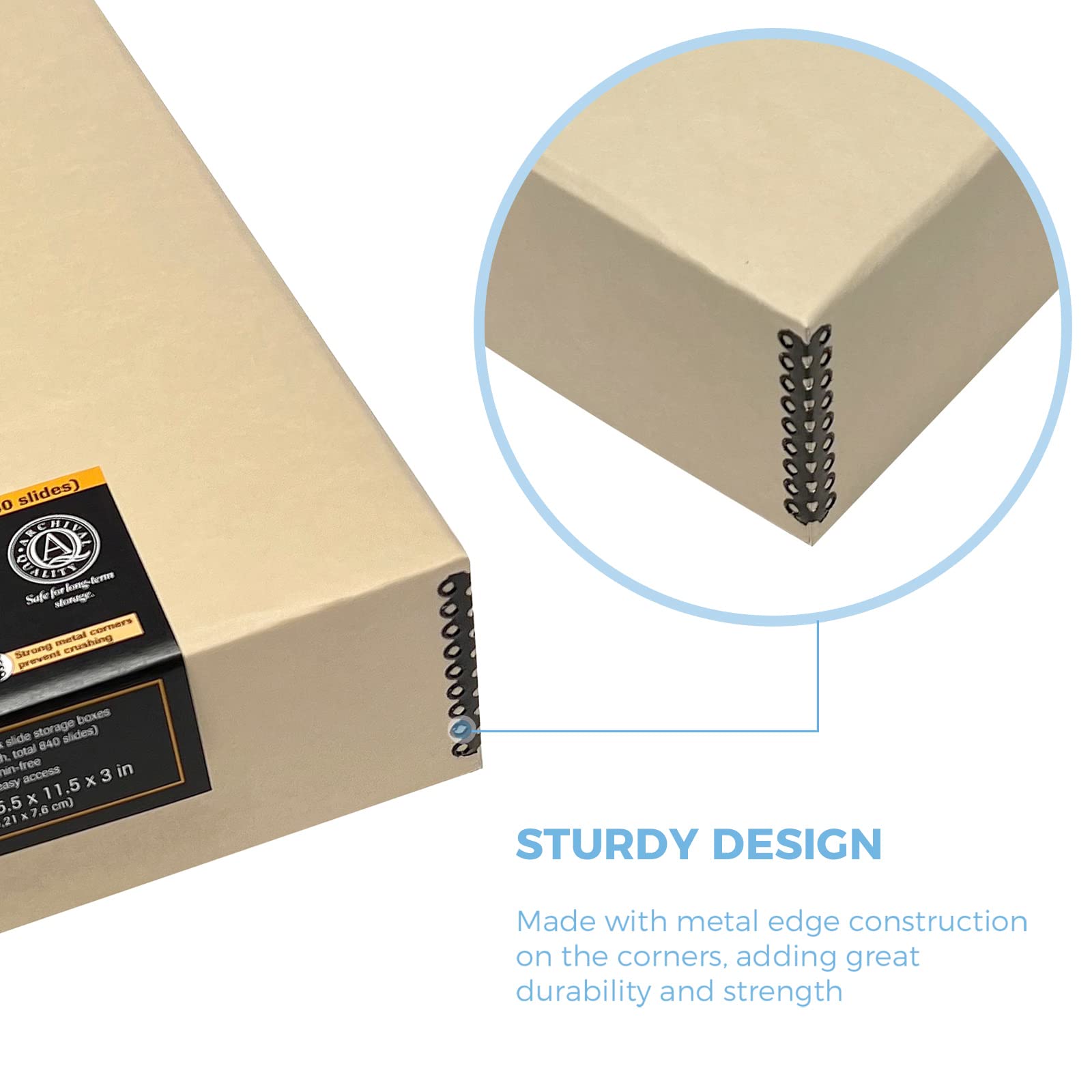 Lineco, Archival Slide Storage Box 15.5' X 11.5' X 3', Holds Up To 840 Films, With 6 Inner File Cases, Tan