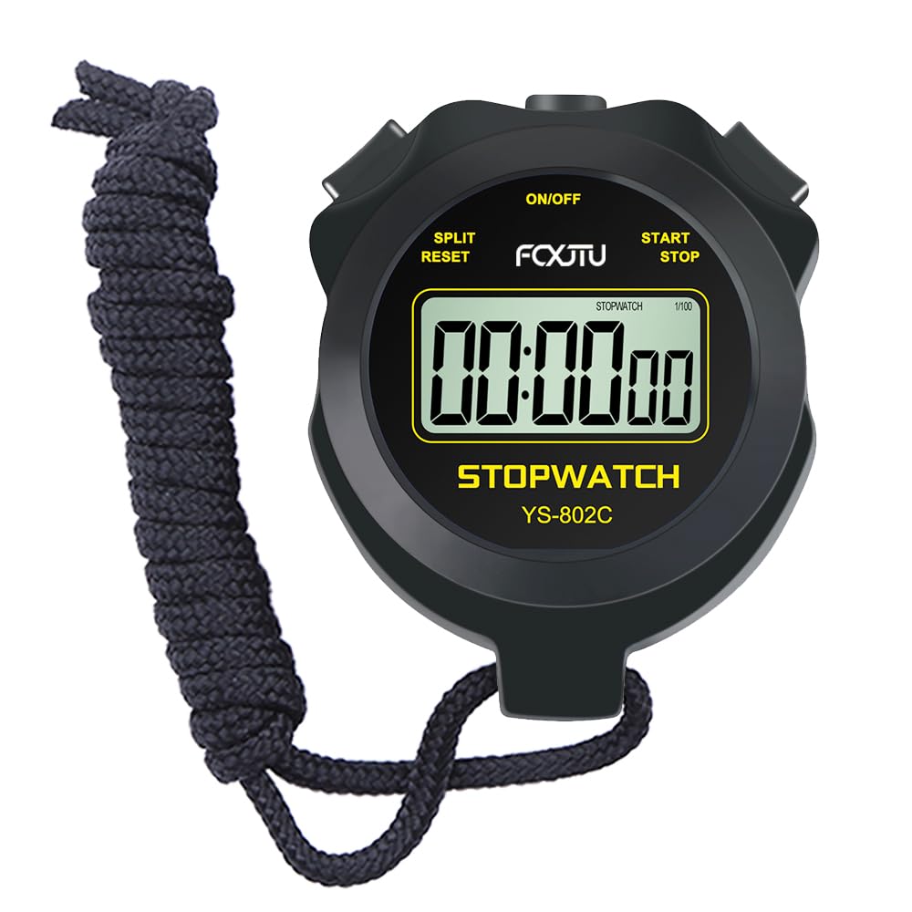 Fcxjtu Simple Digital Sports Stopwatch Timer, No Bells, No Clock, No Alarm, Simple Basic Operation, Silent, On/Off, Pure Stopwat