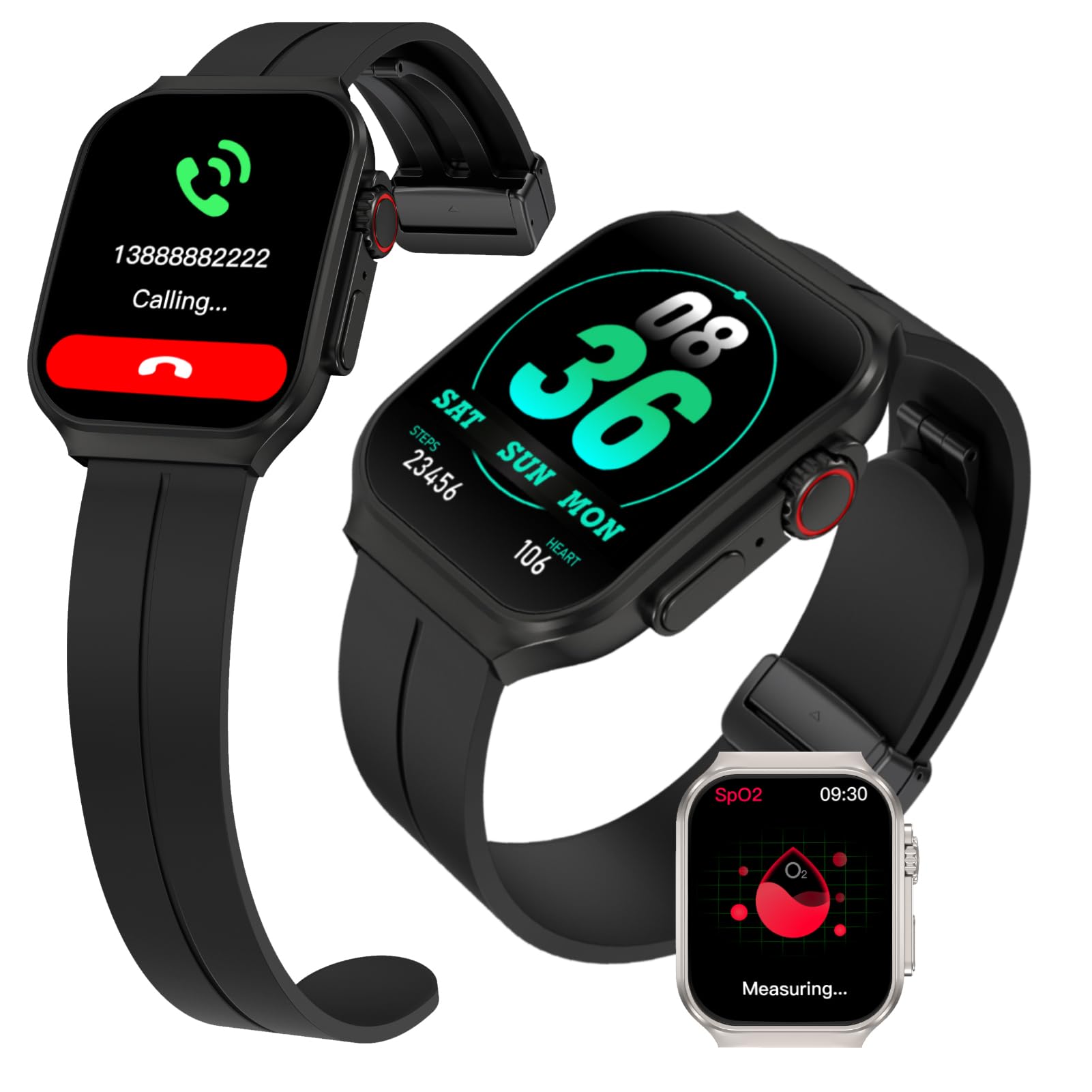 Mylamzal Smart Watch For Men Women With Bluetooth Call, Android & Ios Compatible 1.96 '' Amoled Touchscreen Ai Voice Fitness Tra