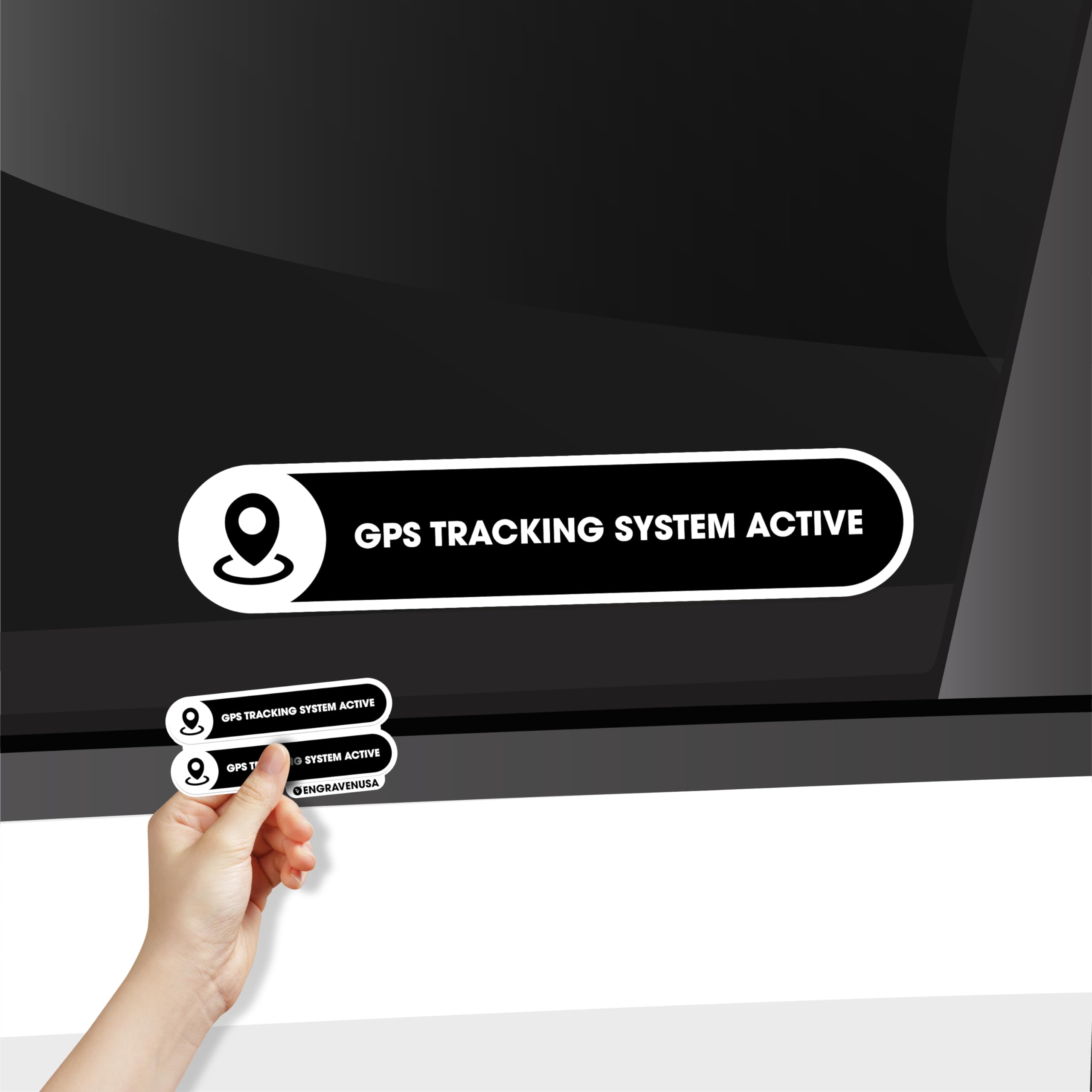 Small 2 Pack Gps Tracking System Sticker | Gps Active Sign For Cars | Car Window Sticker Sign | Glossy 5X1 Inches Waterproof Sti