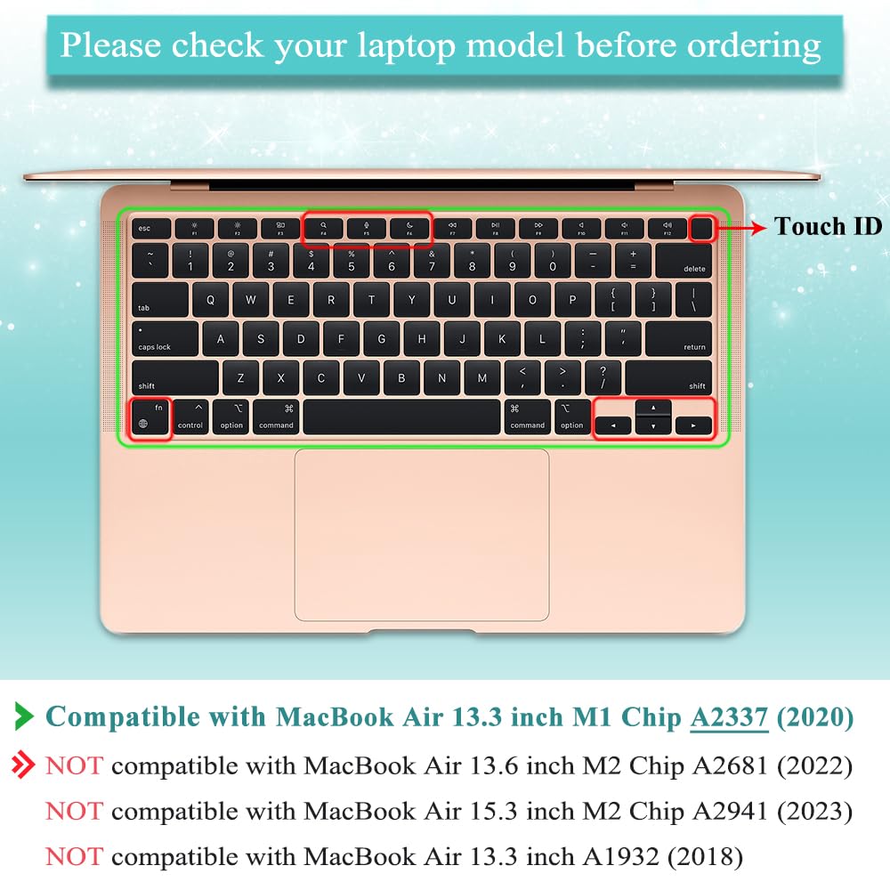 Silicone Keyboard Cover Skin For Macbook Air 13.3 Inch A2337 M1 Released In Nov. 2020 Touch Id & Retina Display Us Layout Ultra