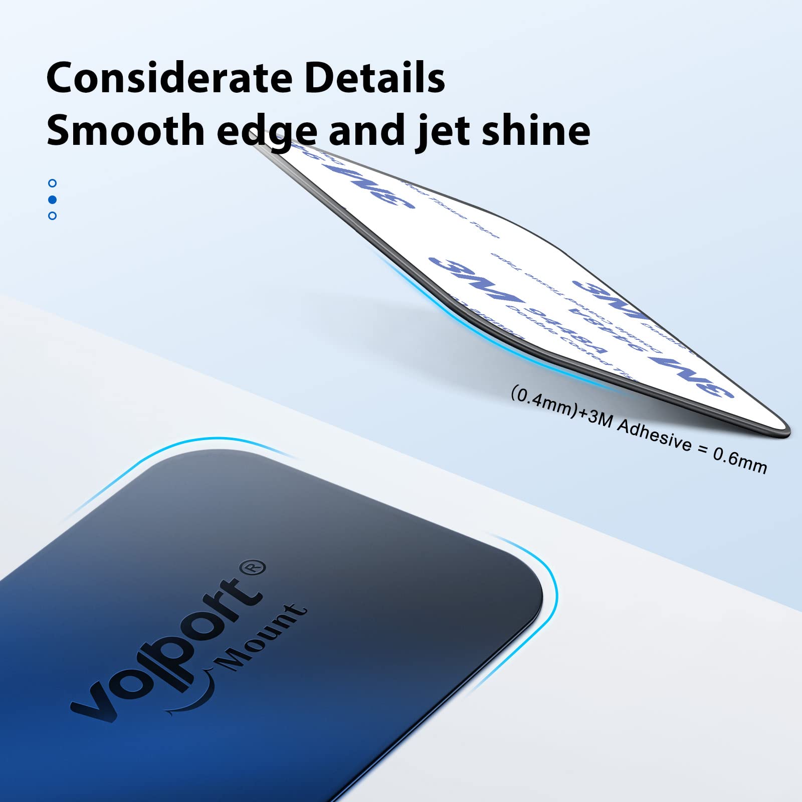 Volport Rectangle Metal Plate For Phone Magnet, Magicplate Replacement Disc With 3M Adhesive Backing Sticker For Magnetic Car Mo