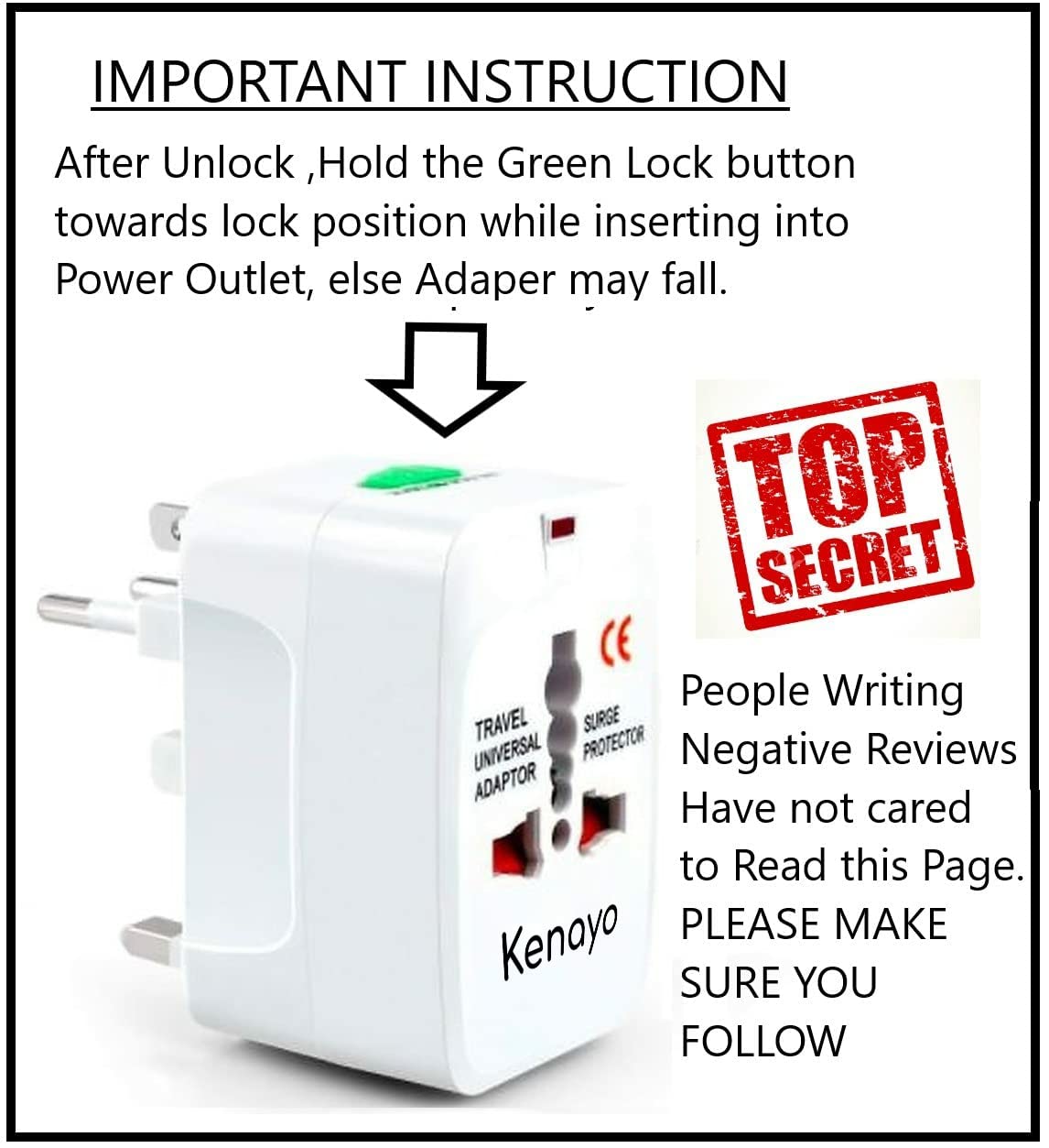 Kenayo Worldwide Universal Power Adapter, All In One International Travel Plug Converter For Usa, Eu, Uk, France, Italy, Austral