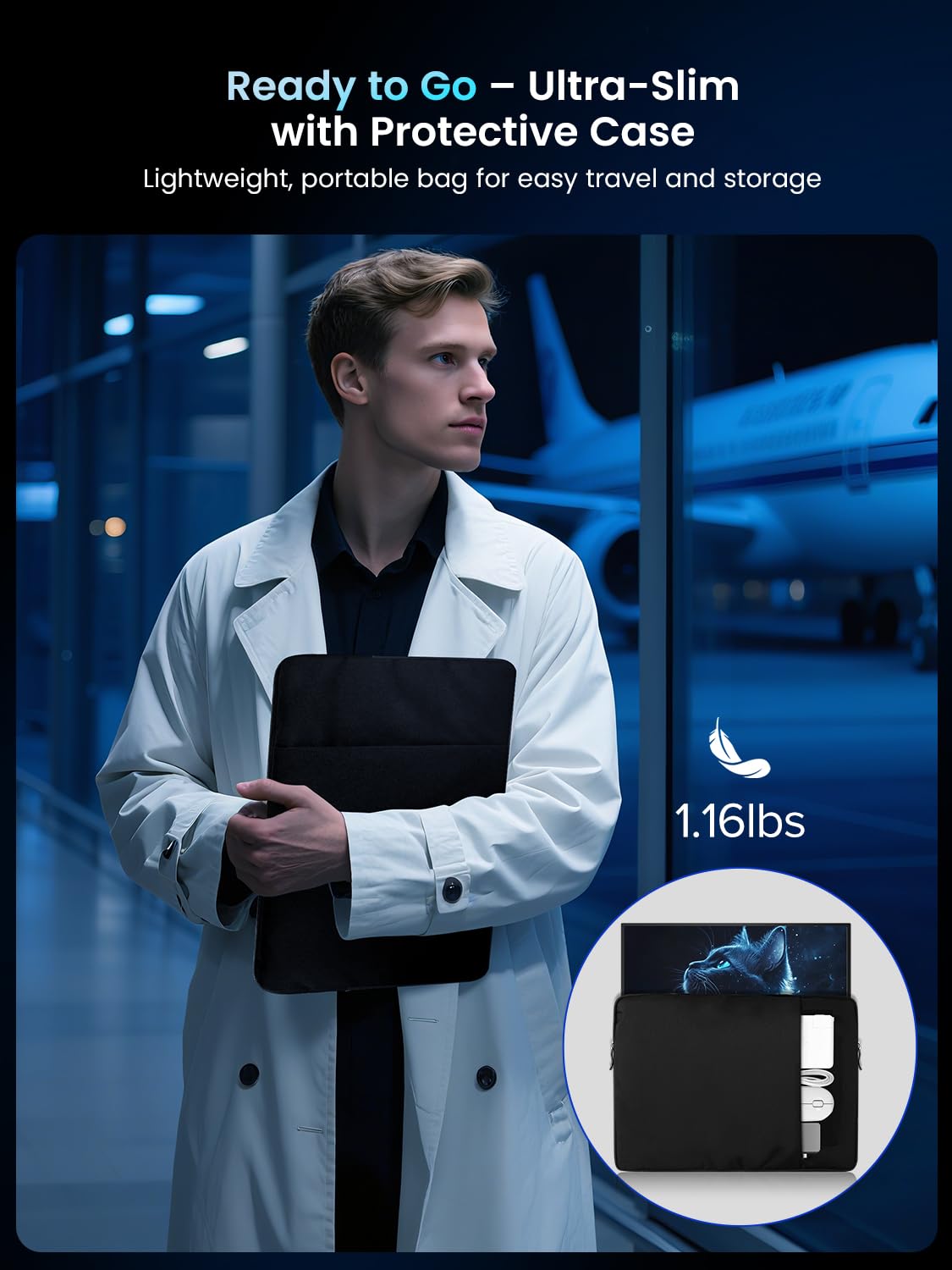 Uperfect Portable Monitor 18.5 Inch 120Hz 125% Srgb 1080P W/Vesa & Stand, Large Portable Monitor Freesync Ips Hdr Gaming Display