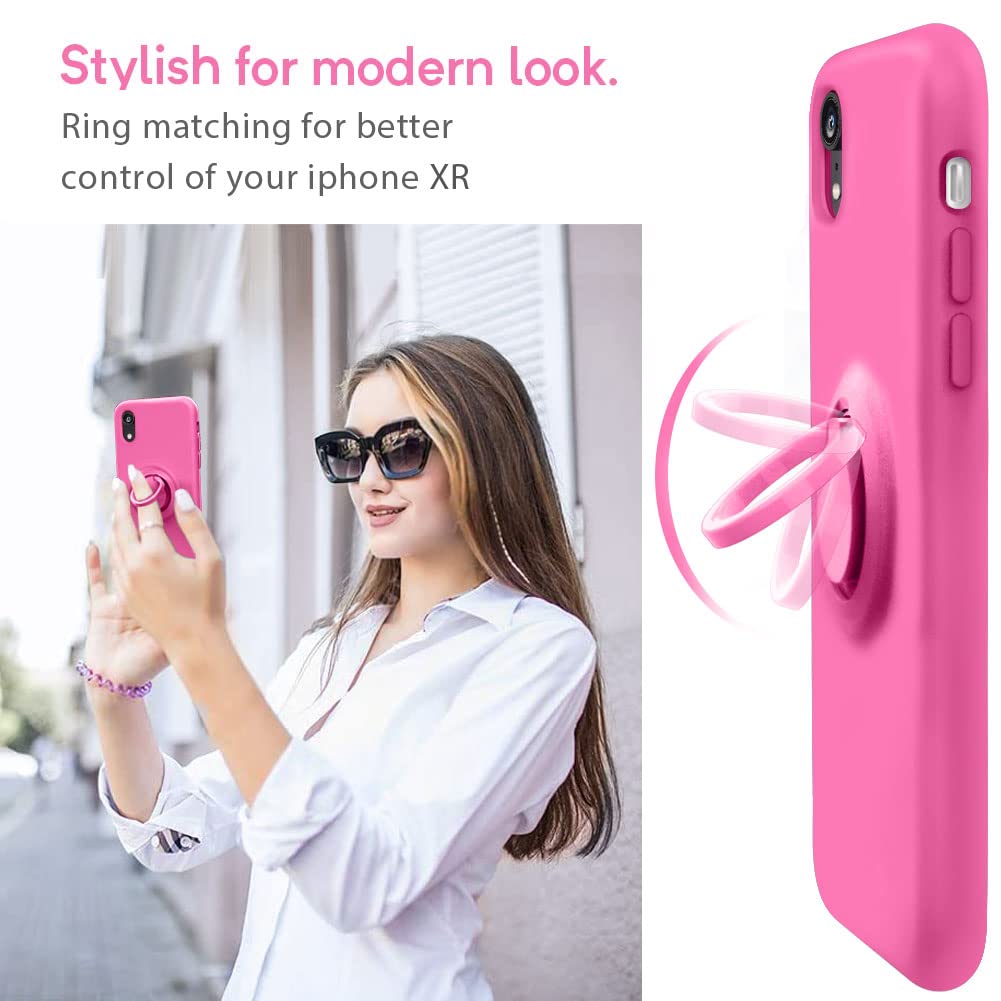 Mocca For Iphone Xr Case With Ring Kickstand | Super Soft Microfiber Lining | Anti Scratch Full Body Shockproof Protective Silic