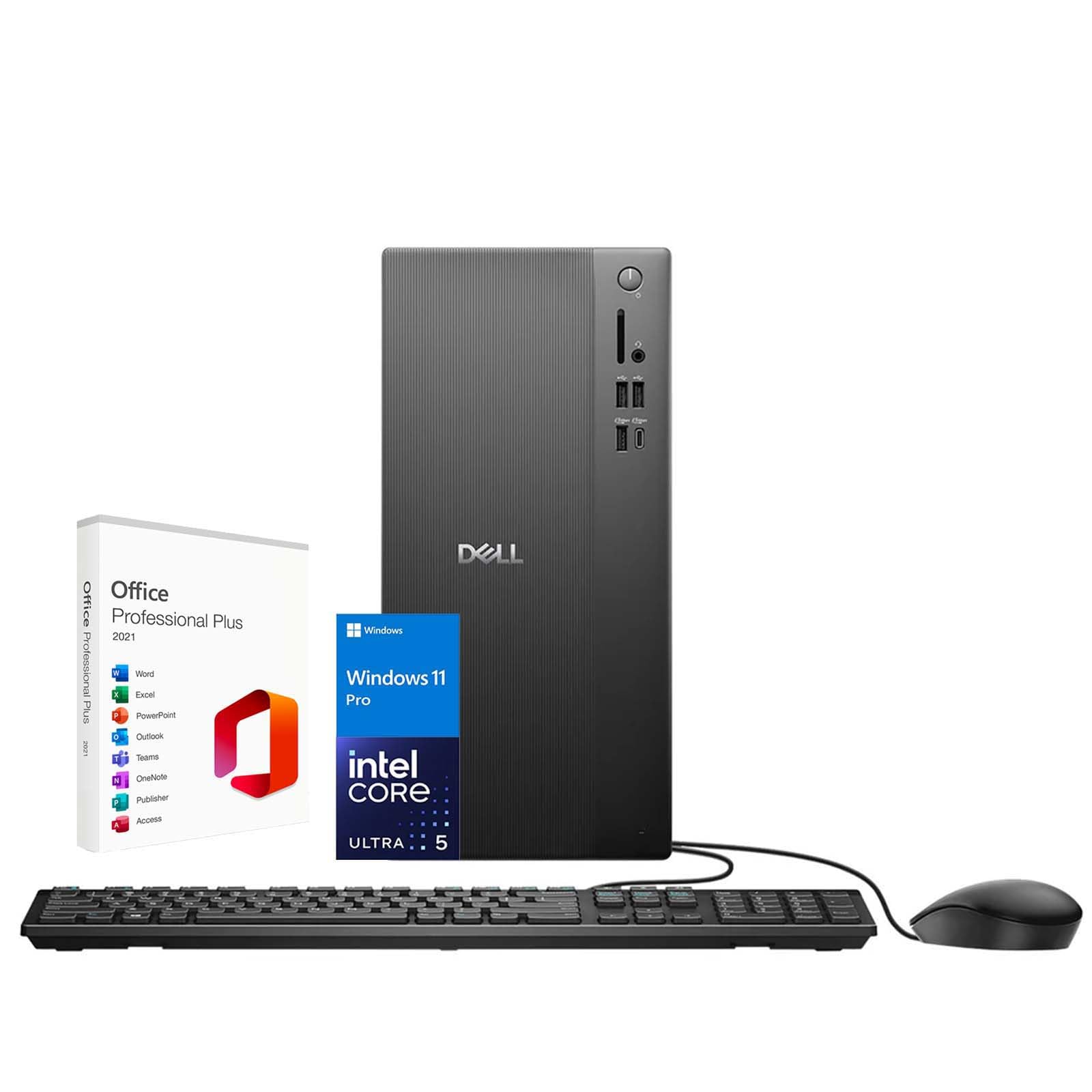 Dell Tower Desktop ECT1250 - Intel 10-core Core Ultra 5 225(Beats Ultra 7 165H), 16  GB DDR5 5600MT/s RAM | 512GB M.2 SSD | Wi-F
