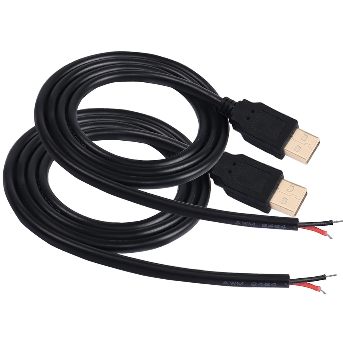 Xmsjsiy Usb 2.0 Male Bare Cable Pigtail Open End Extension Cables 5V 3A Power Charge Wires Diy Connector Replacement Cable Cord