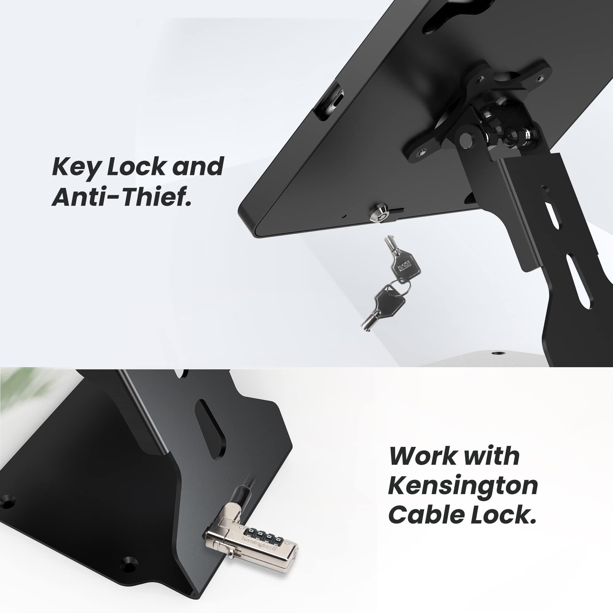 Beelta Tablet Pos Stand Compatible With Ipad 10.2'' Gen 7 8 9Th, Heavy Metal Flip Lockable Rotate Swivel Tablet Stand For Desk