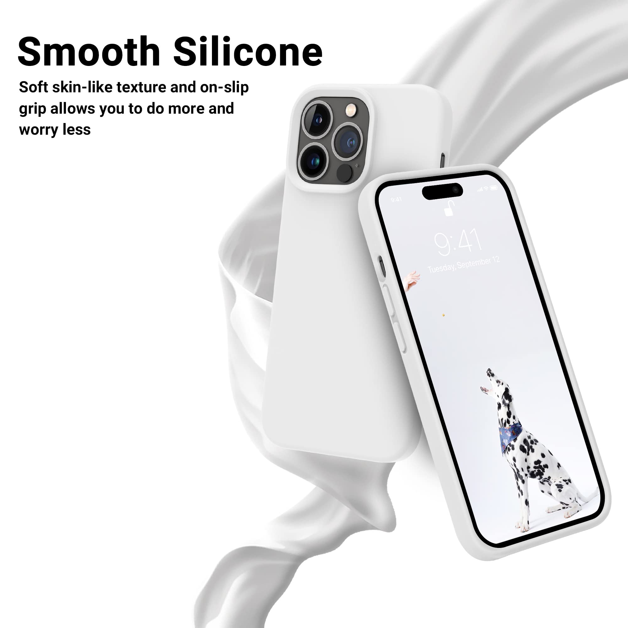 Otofly Designed For Iphone 14 Pro Case, Silicone Shockproof Slim Thin Phone Case For Iphone 14 Pro 6.1 Inch (White)