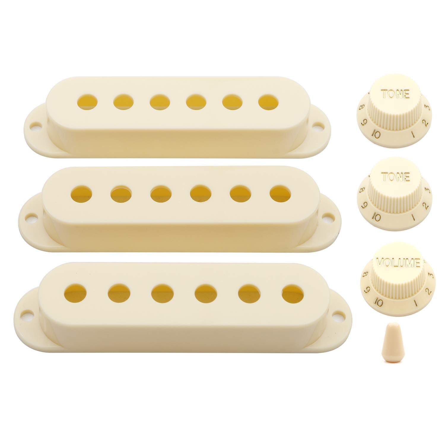 Swhmc Guitar Pickup Switch Tip Cover 6 Hole Single Coil Switch Set 2 Tone 1 Volume Knobs For Fender Strat Guitar Yellow/Cream