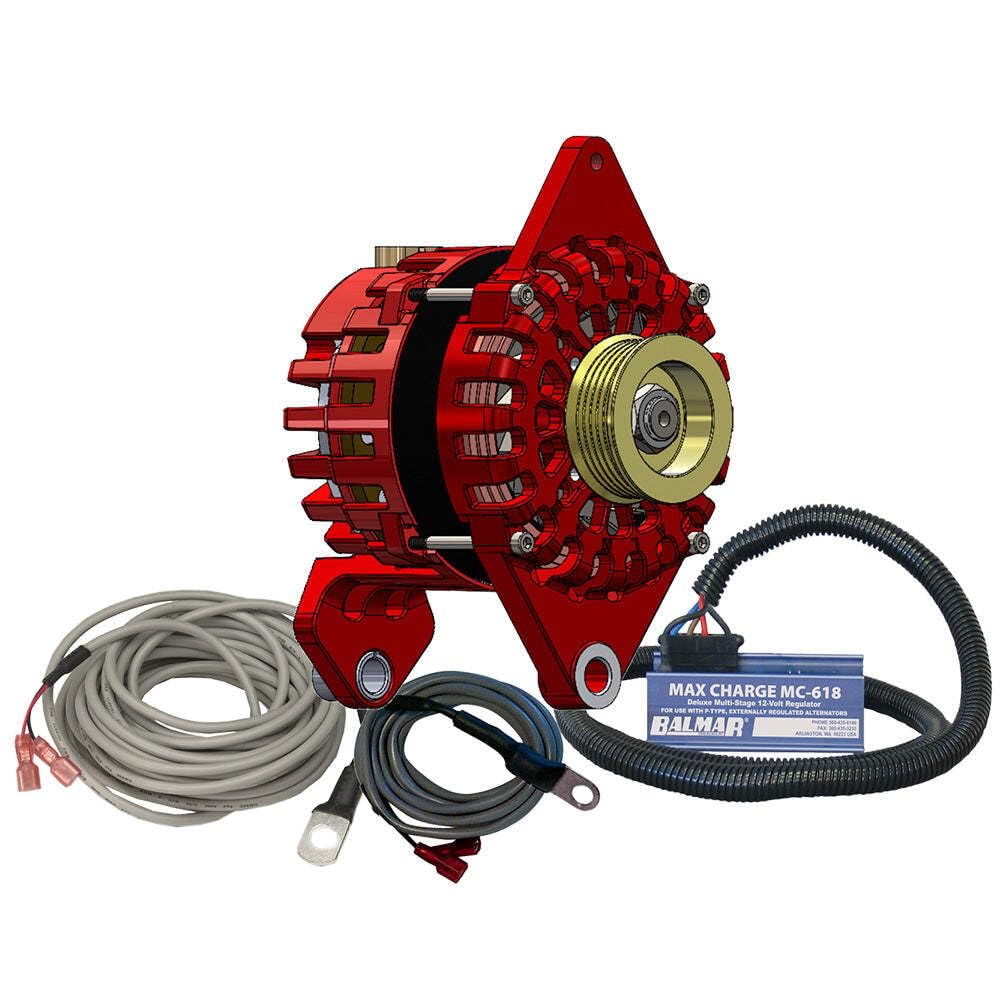 Balmar Alternator 170 Amp Kit 12V 4'' Dual Foot Saddle K6 Pulley Regulator &Amp; Temp Sensor,WBAUVB0D7RGM5ZR
