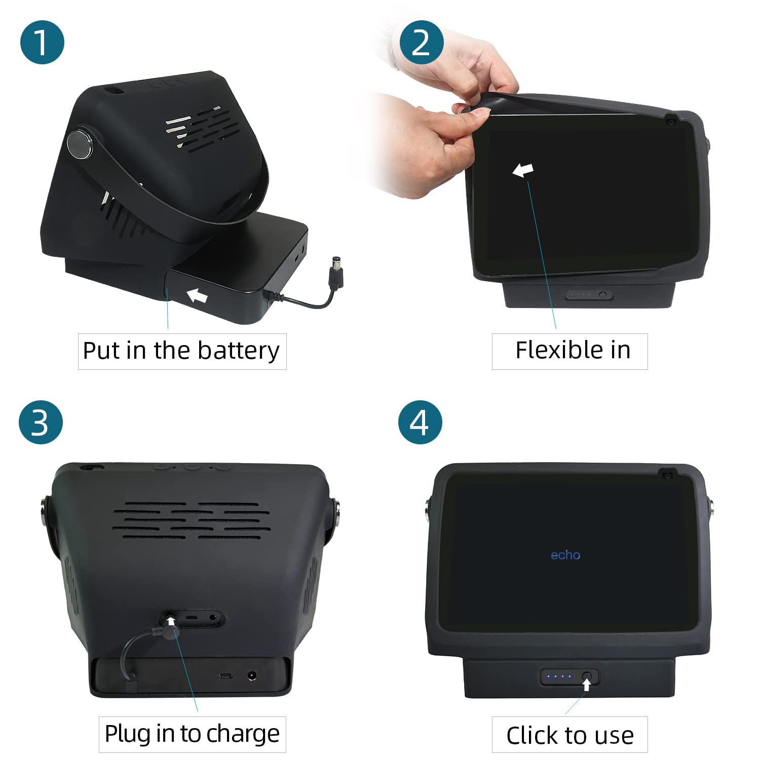 Battery Base For Show8 1St & 2Nd Gen, Portable Show8 2Nd Charger, Xiaodu Smarts Speaker Battery Stand 15600Mah, 9.5 Hours Work T