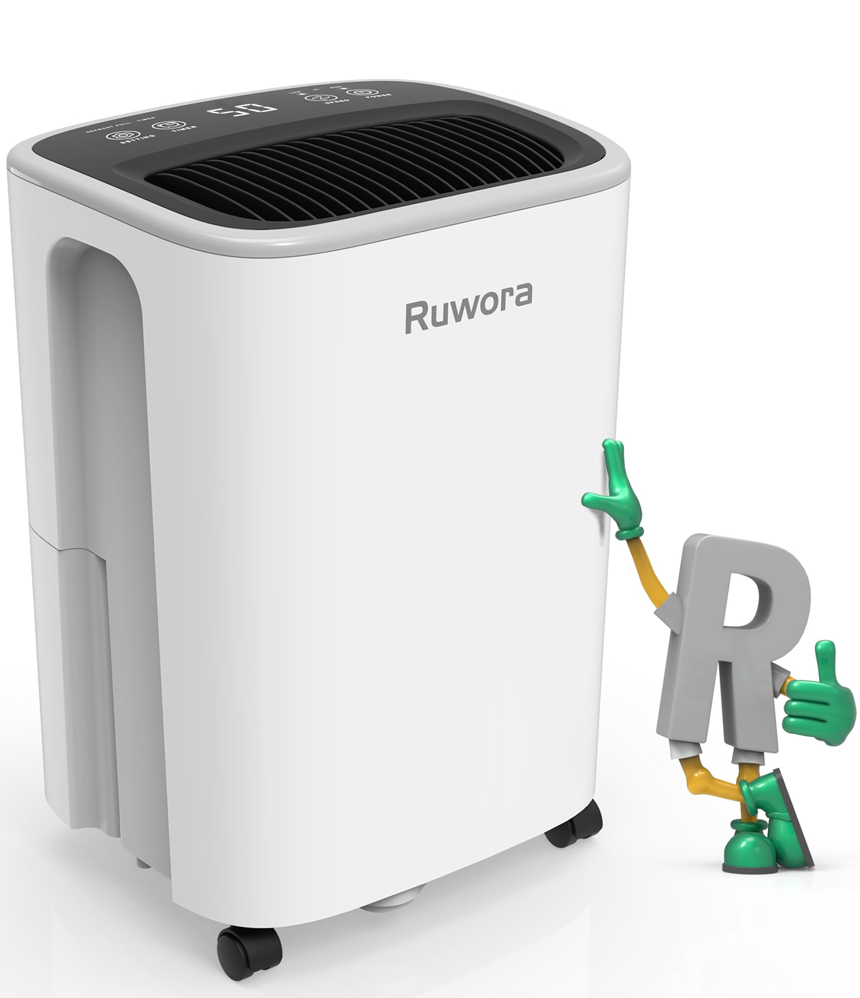 Dehumidifier 2500 Sq.Ft 30 Pint, Dehumidifiers With Drain Hose, 0.66 Gallon Water Tank, Ruwora Dehumidifiers For Home Basement B