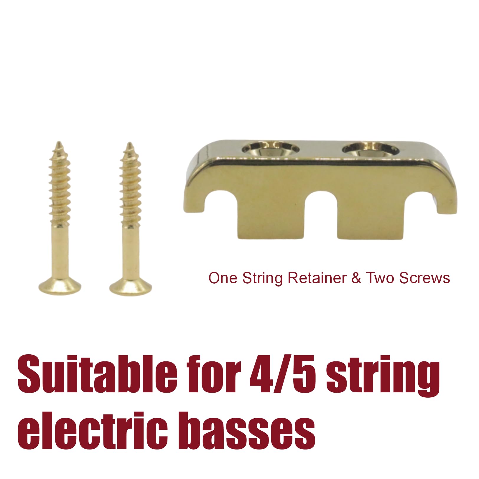 Cashbeat Brass Bass String Retainer, String Tree With Mounting Screws (For Electric/Precision Bass)