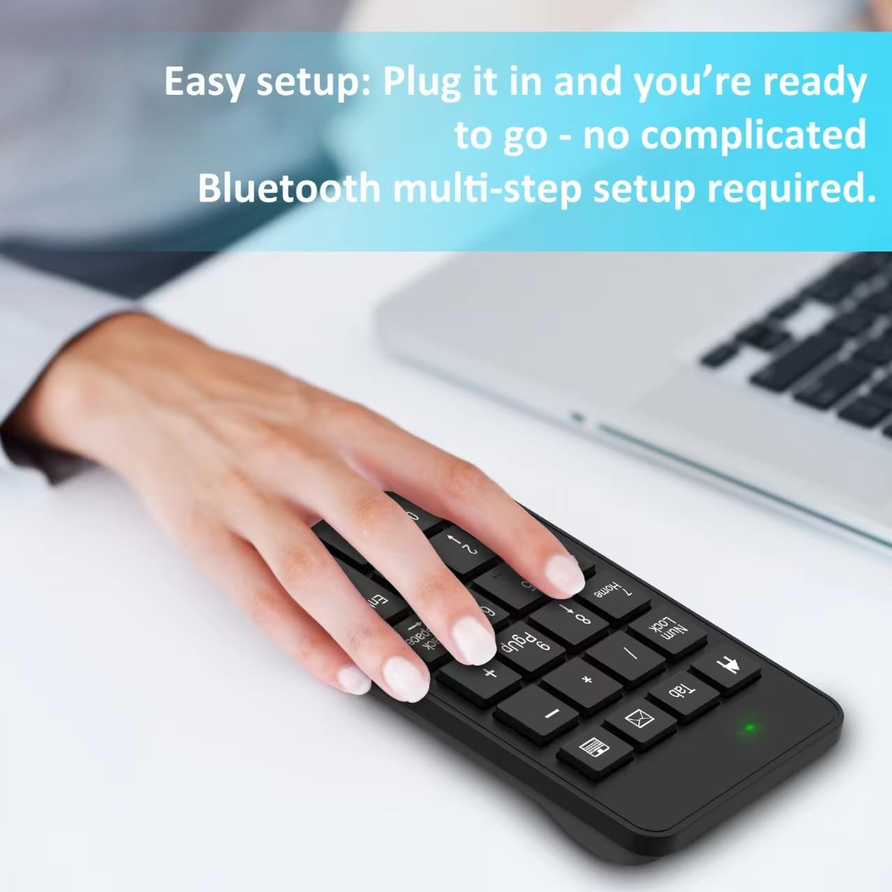 Wireless Number Pad With Battery, Enhanced Efficiency With 23 Keys Numeric Keypad Upgraded Version Of 10 Key Usb Keyboard Financ