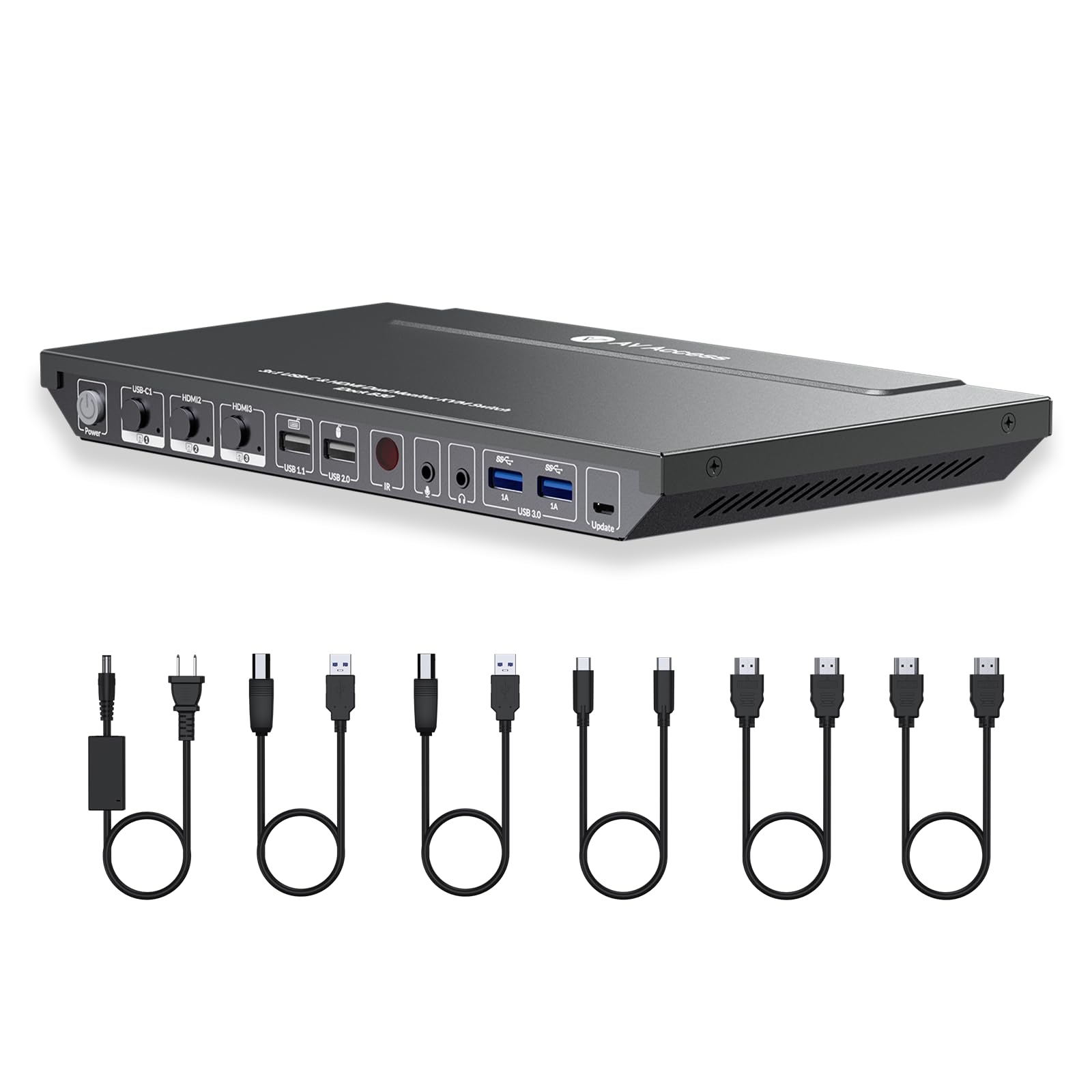 AV Access KVM Switch Dock for a Laptop and 2 Desktop PCs, Dual 4K Monitor USB C Docking Station, Type-C 65W Charging for Laptop,