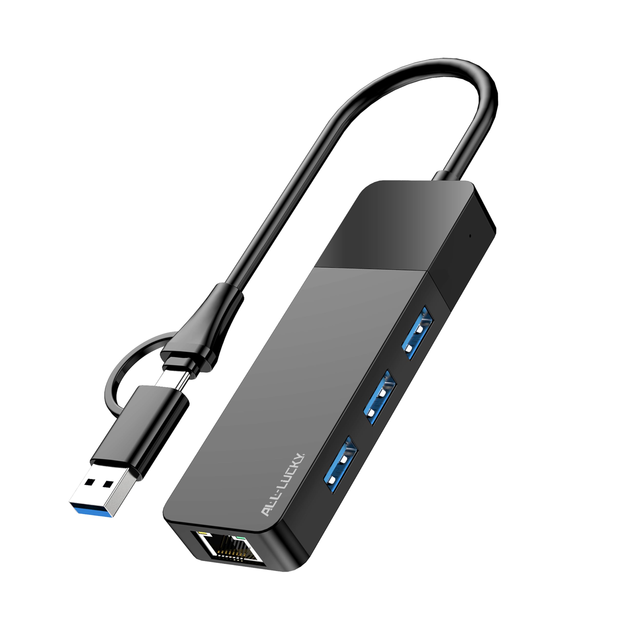 ALL-LUCKY USB to Ethernet Adapter, 4 in 1 USB C to Ethernet Adapter Hub with 3 x USB 3.0 Port/Gigabit Internet Port, High-Speed 