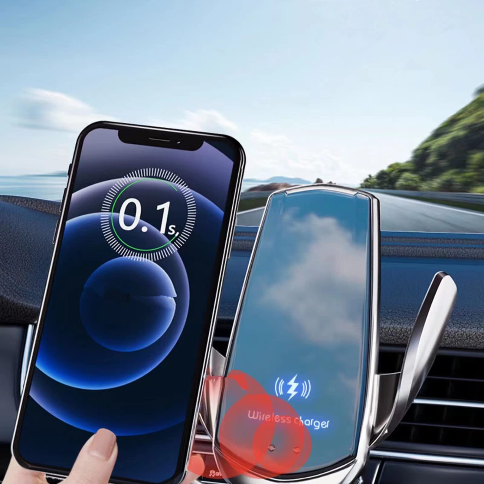 Wireless Car Charger Automotive Electric Induction 15W Wireless Charger Car Vent Mount Bracket Fast Charging Auto-Clamping Car P