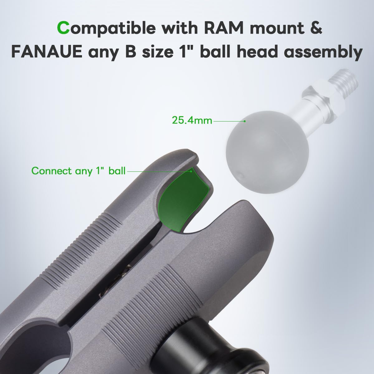 Fanaue Anti Theft Double Socket Arm Compatible With Ram Mounts B Size Ball Head And Bike Motorcycle Phone Holder, Fits Industry