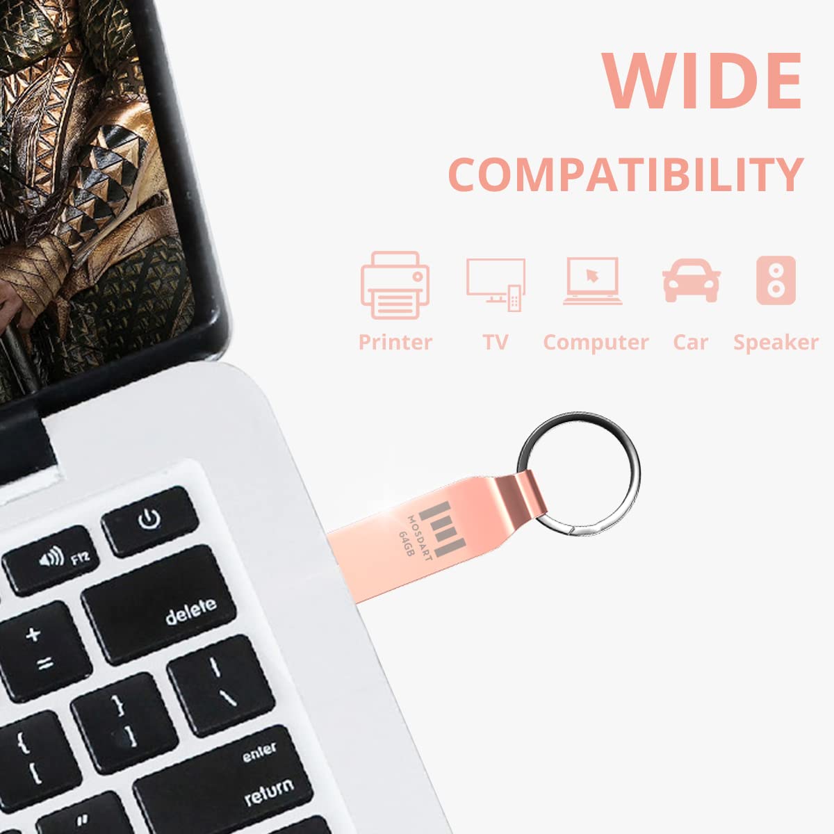 Mosdart 64Gb Metal Usb 2.0 Flash Drive 2 Pack Exfat Thumb Drive With Keychain 64 Gb Waterproof Jump Drive 64G Memory Stick For D