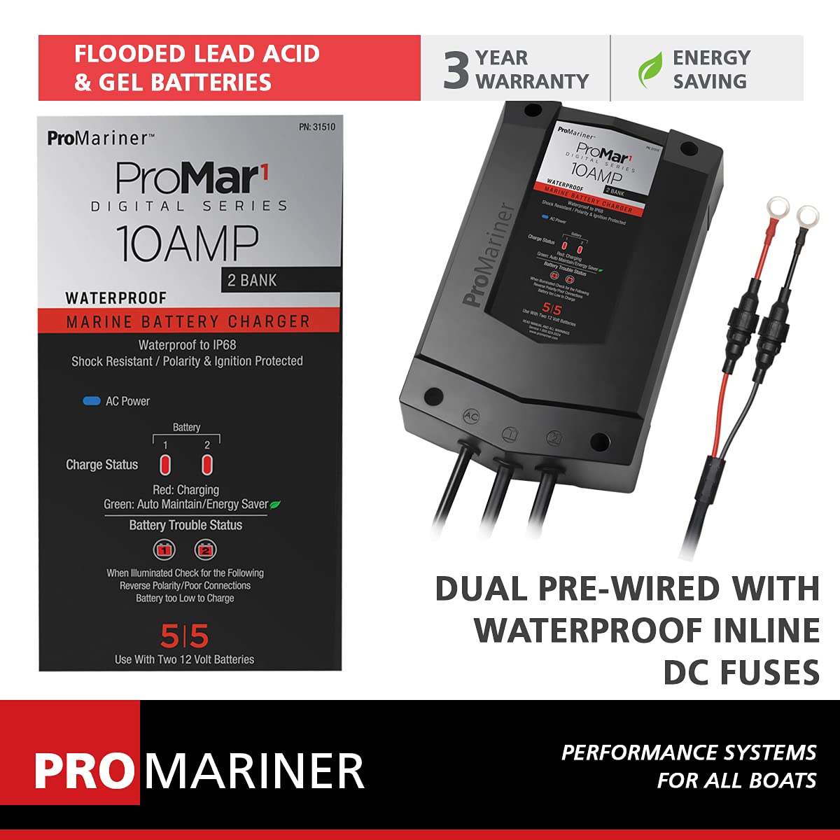 Promariner Batt Chgr, Promar1 Ds, 12V 10A, 2 Bank,WBEEAB07XV7QDCM