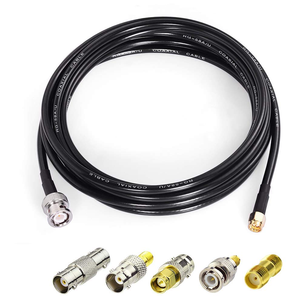 SUPERBAT SMA Male to BNC Male Cable 10ft + 5pcs RF Coax Adapter Kit SMA to BNC Cable SMA BNC Adapter Cable Kit for Scanner Antennas/Wireless LAN Devices/Wi-Fi Radios External Antenna etc