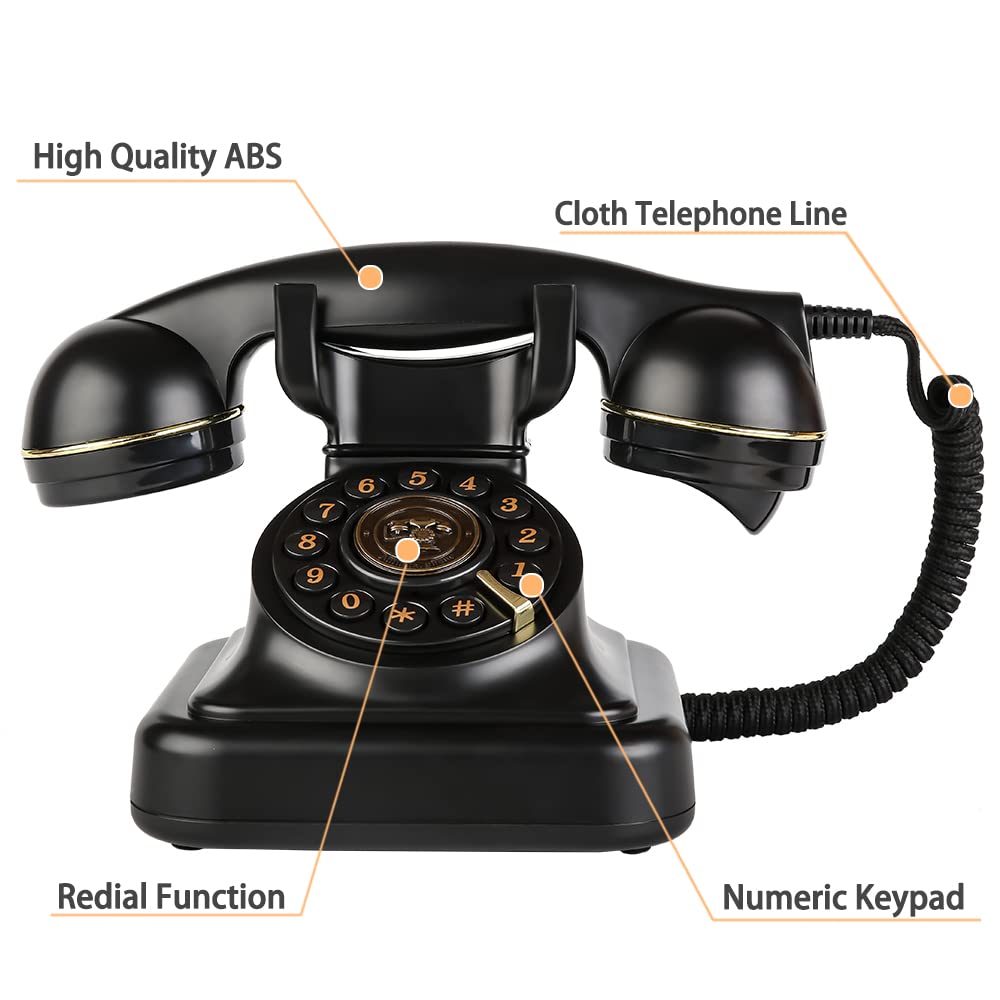 Sangyn Retro Landline Telephone With Ringer Control, Redial, Vintage Corded Desk Dial Phone Old Fashioned Landline Phones For Ho