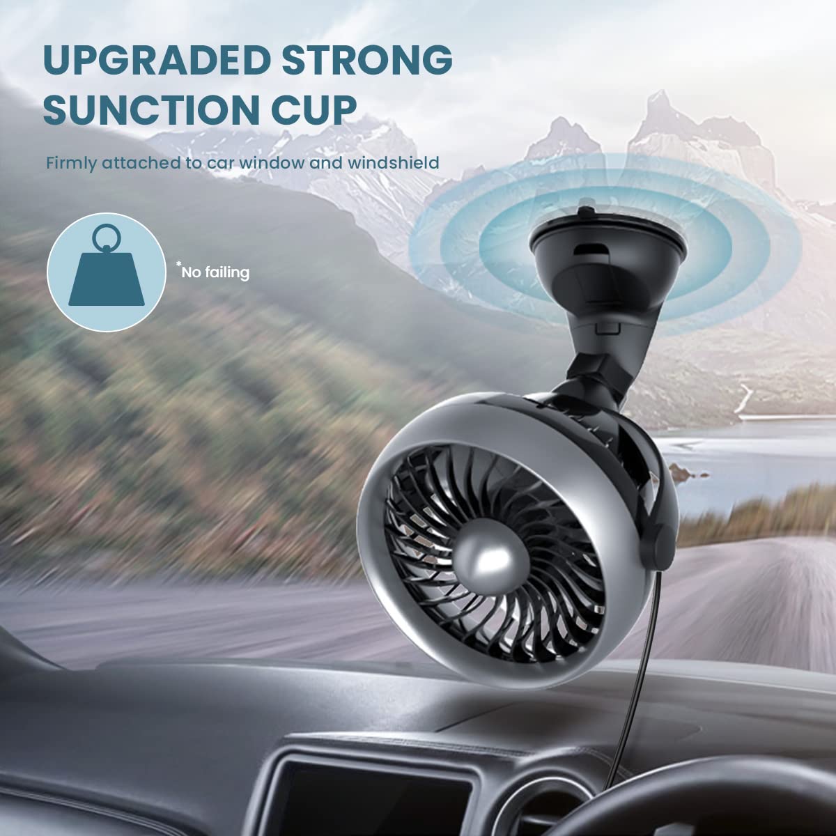 Portable Car Fan With Suction Cup And 4 Speeds, Bonus Aroma Function, Usb Dashboard Cooling Air Circulator Fan For Sedan Suv Rv