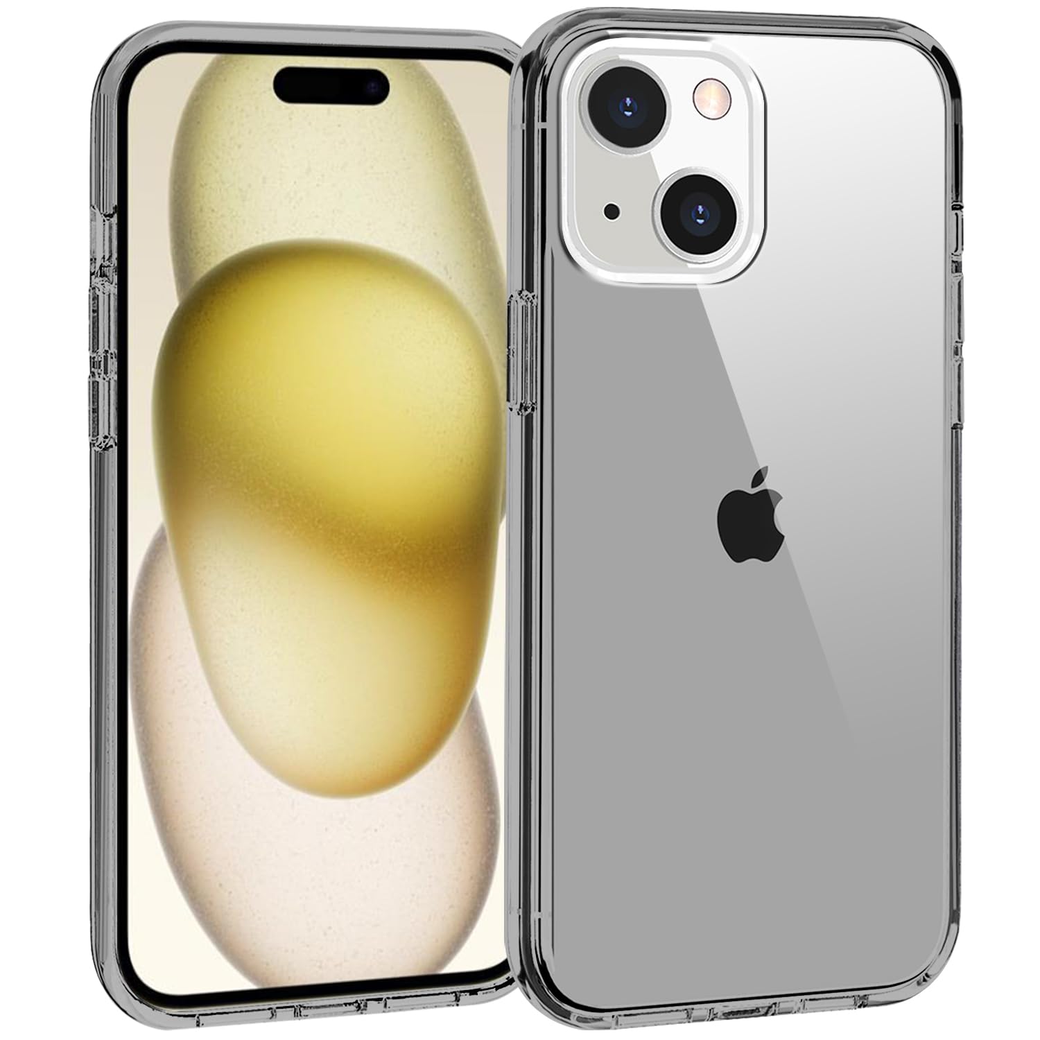 Tenoc Phone Case Compatible With Iphone 15 Plus, Gray Case Clear Shockproof Protective Bumper Slim Cover For 6.7 Inch