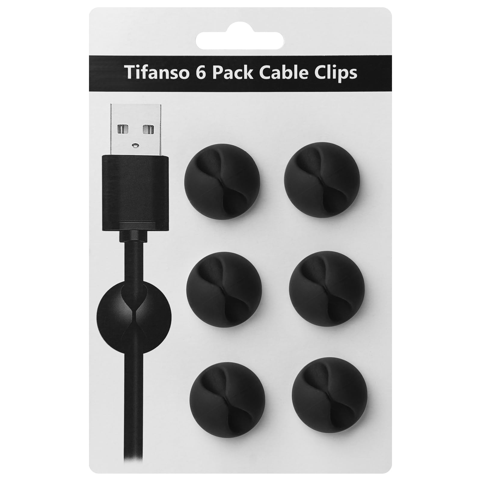 Tifanso 6Pcs Cable Clips Black   Adhesive Cord Cable Holder Wire Organizer For Desk, Cord Clips, Cord Cable Clip, Wire Holders F