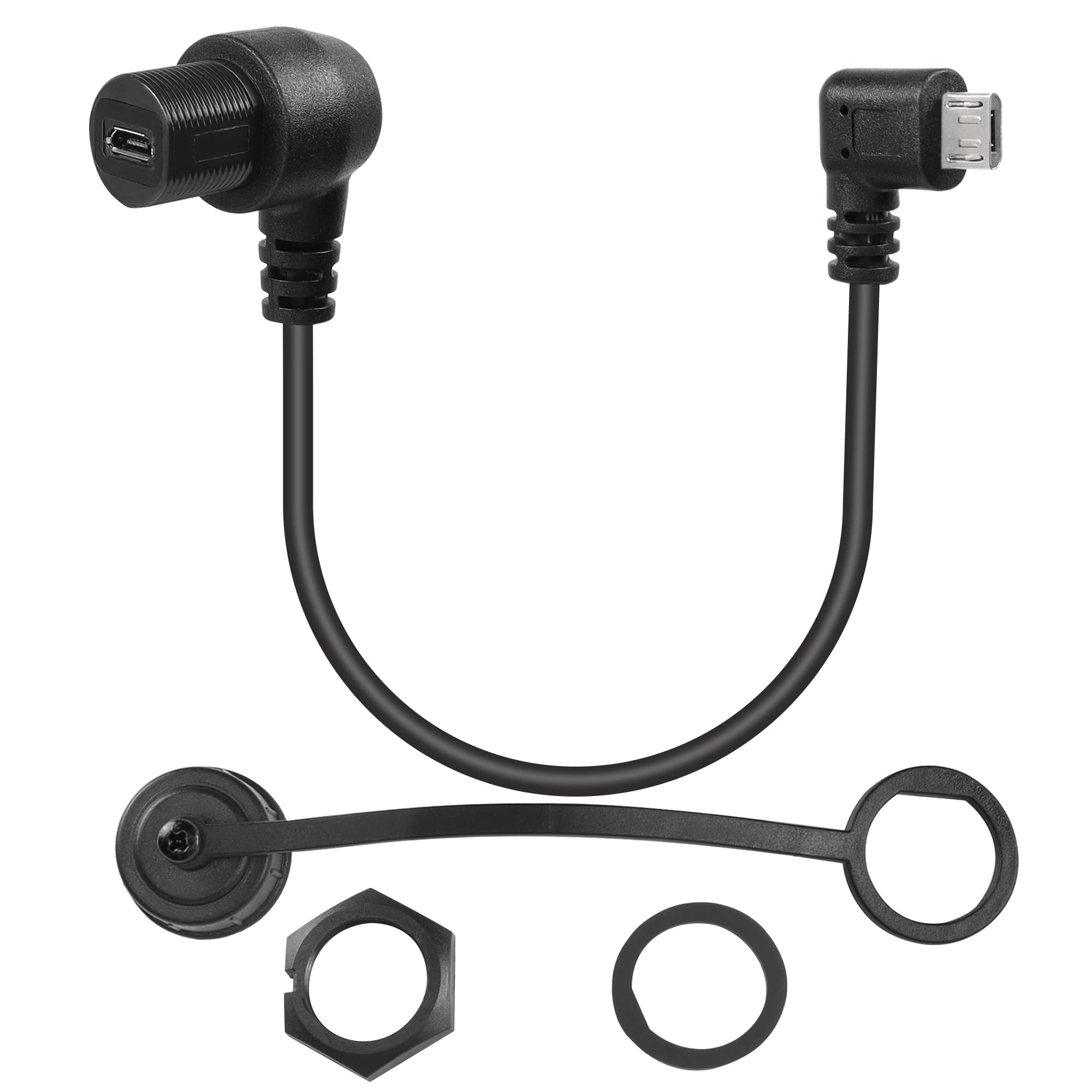 Qianrenon 90 Micro Usb Panel Flush Mount Waterproof Extension Cable Micro Usb 5 Pin Right Angle Male To Female Connector For Fix