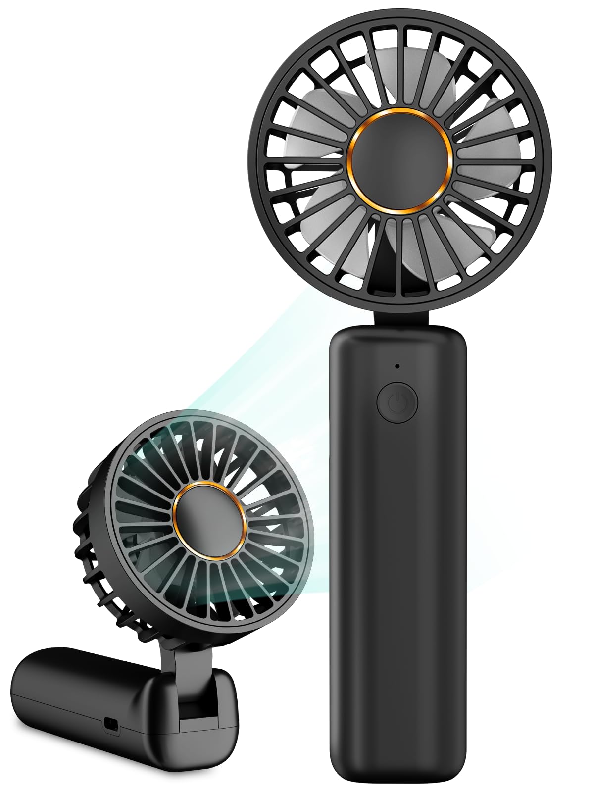 Hssio Portable Handheld Fan, Mini Desk Fan Foldable 2000Mah, 180 Ratotion, 3 Speeds, Ultra Quite, Up To 8H Long Use Time, Small