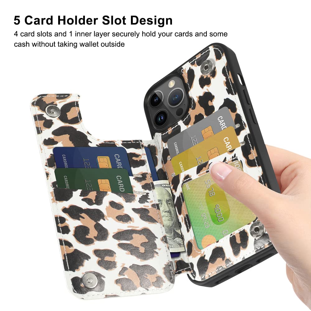 Uluck[5 In 1 For Iphone 14 Pro Max Wallet Case With Card Holder,2 Screen Protector&Camera Lens Protector,Pu Leather Kickstand Ca