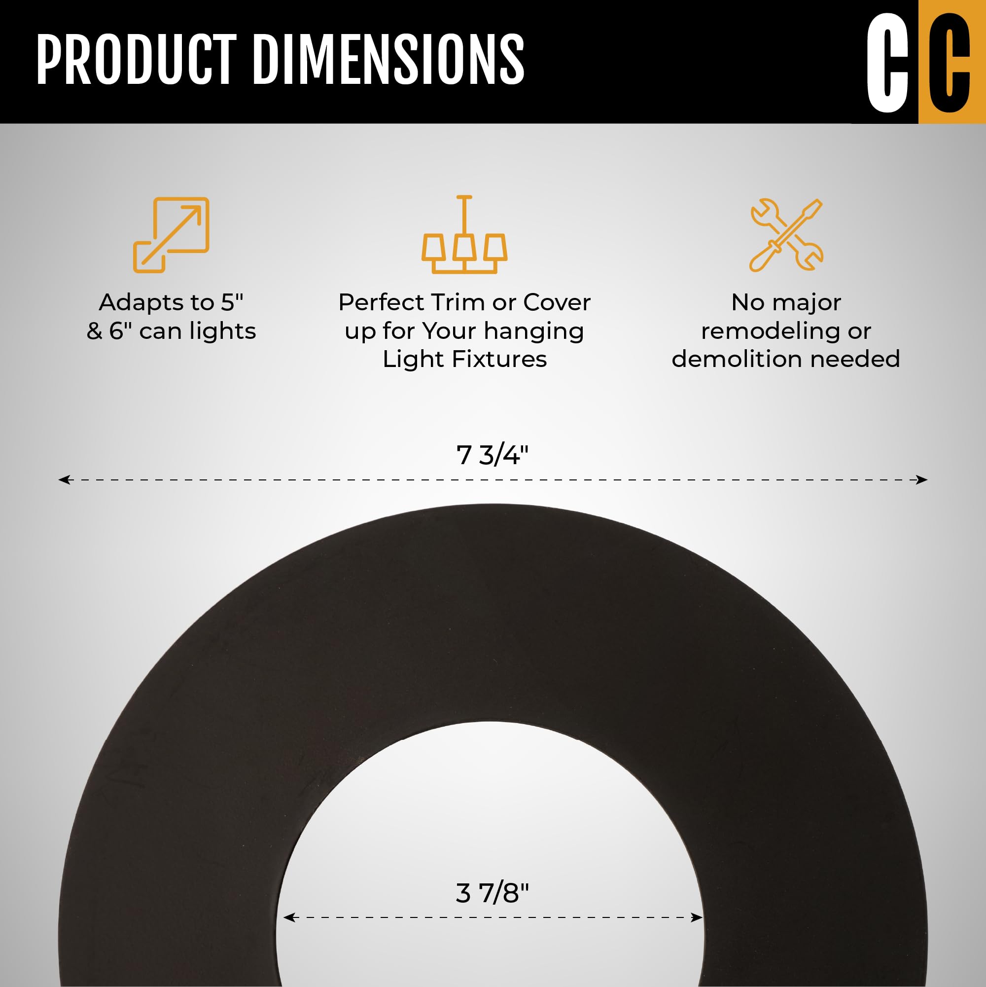 The Can Converter   7 Inch, Ceiling Medallion, For Home Improvement, Flat Round, Cover Ring For, Ceiling Lighting, Pendant Light