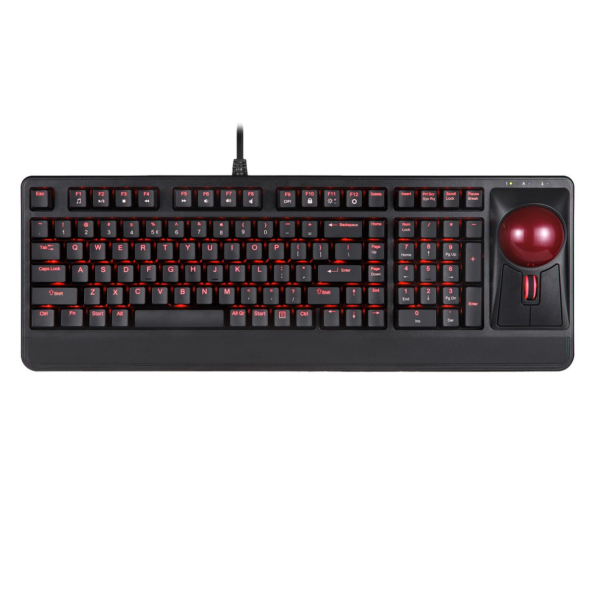 Perixx Periboard 322 Wired Mechanical Trackball Keyboard With 2 Hubs, 2.17 Inch Large Trackball, Rgb Backlit Design, Us English Layout (Pb 322Bus 11577)