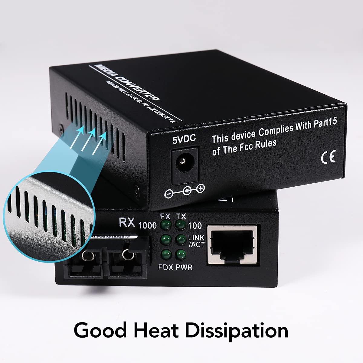 (A Pair Of Bidi) Single Mode Dual Sc Fiber Gigabit Fast Ethernet Media Converter, Mini 1X 10/100/1000Base T Rj45 To 1000Base Sc Slot Converter Transceiver, Up To 30Km 1310 Nm, Ac 100V~240V