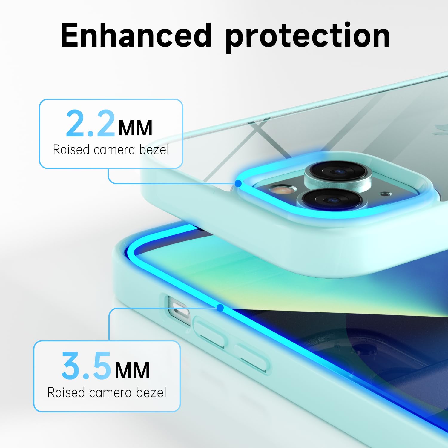 Loeoel For Iphone 13 Case Clear, Transparent Hybrid 13 Phone Case [Hard Plastic & Soft Silicone Bumper] Acrylic Non Yellowing Th