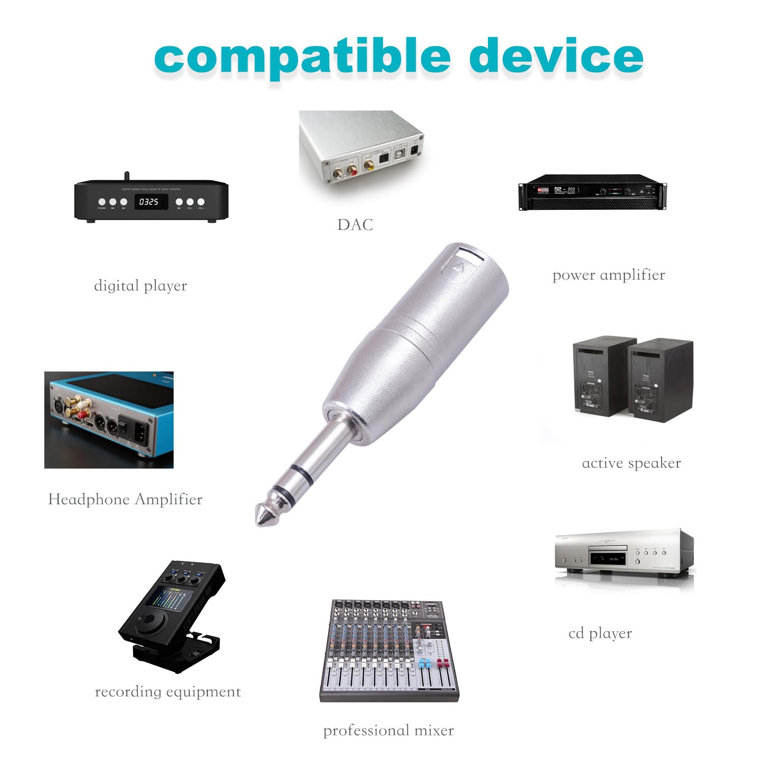 Smithok 4 Pack 1/4'' Trs To Xlr Adapter, Balanced Quarter Inch 6.35Mm Male To Xlr Male Adapters
