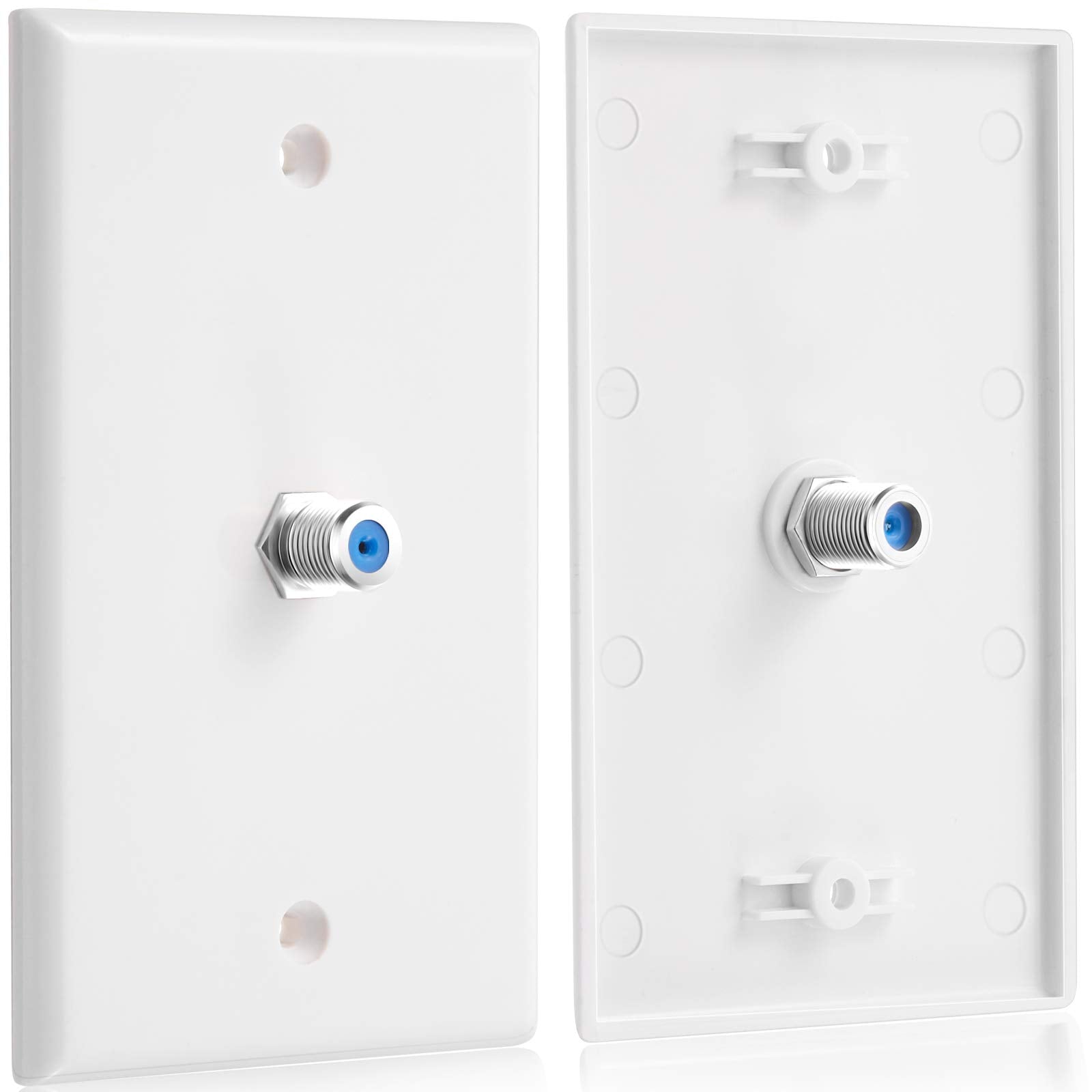 1 Port Tv Cable Wall Plate F Connector Wall Plate Coax Wall Plate Video Wall Jack Single Gang Wall Plates (White, 8 Pcs)