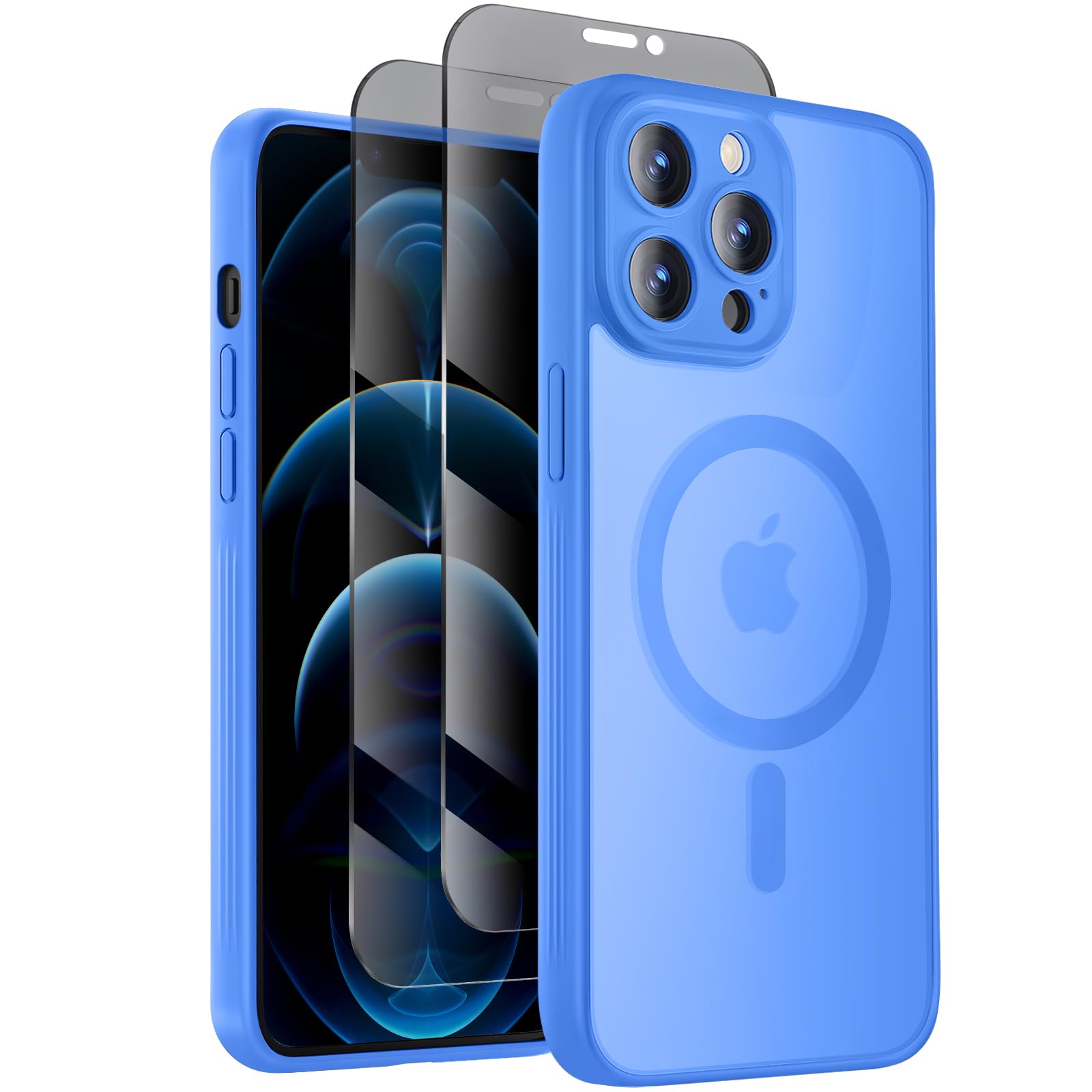 Symcele Designed for iPhone 12 Pro Case, Compatible with MagSafe, with Privacy Screen Protectors X2, [Camera Protection] [15FT M